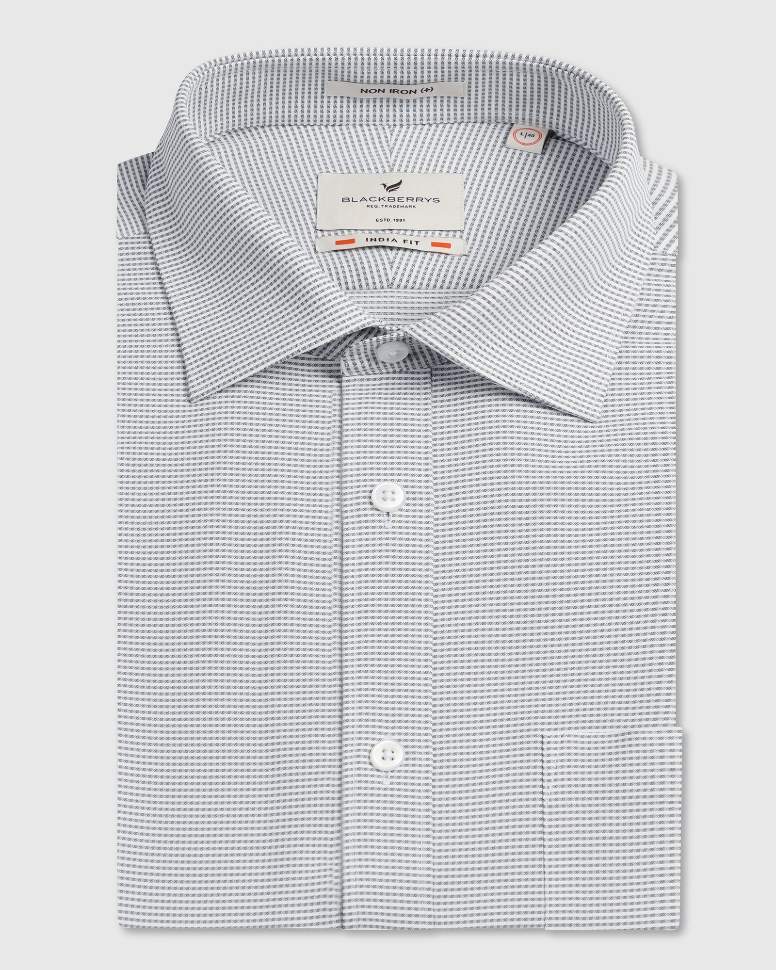 Grey Non Iron Textured Shirt - Rise