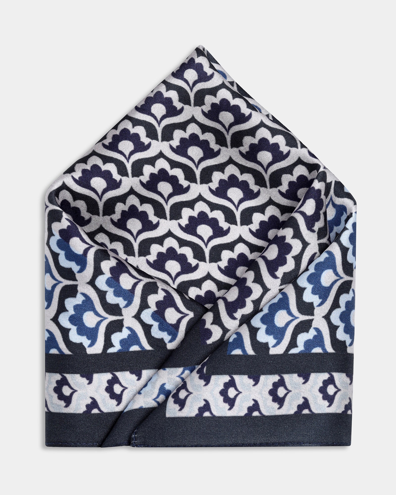 Grey Printed 100% Silk Pocket Square - Abuzz