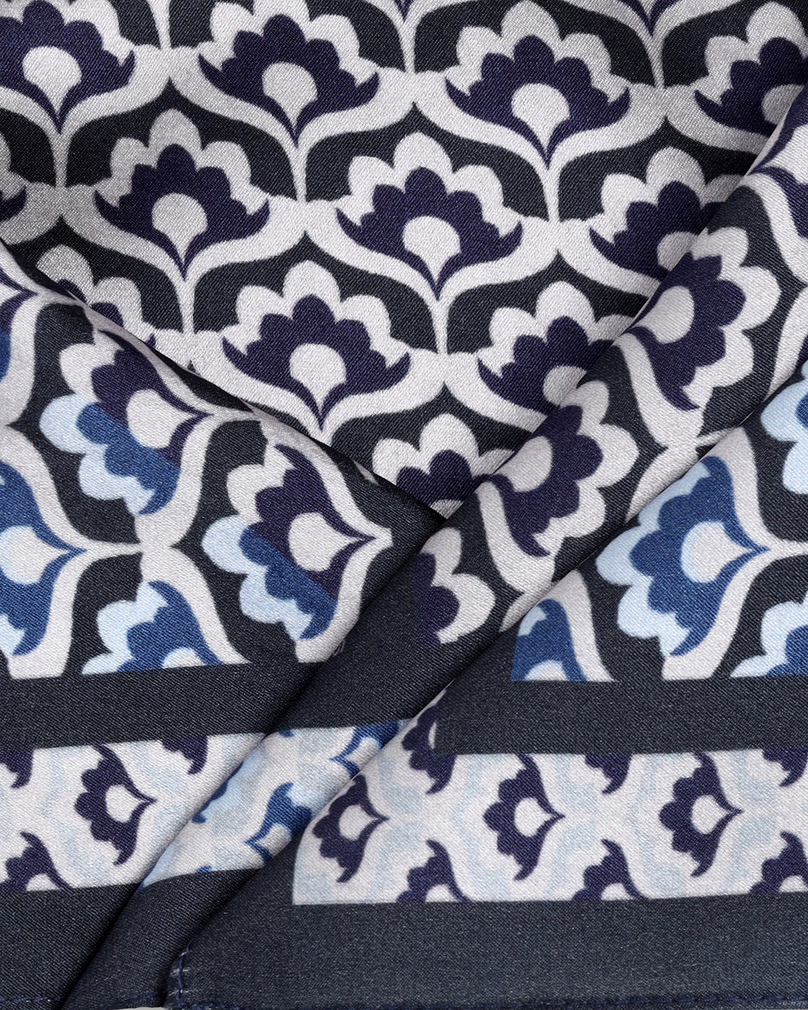 Grey Printed 100% Silk Pocket Square - Abuzz