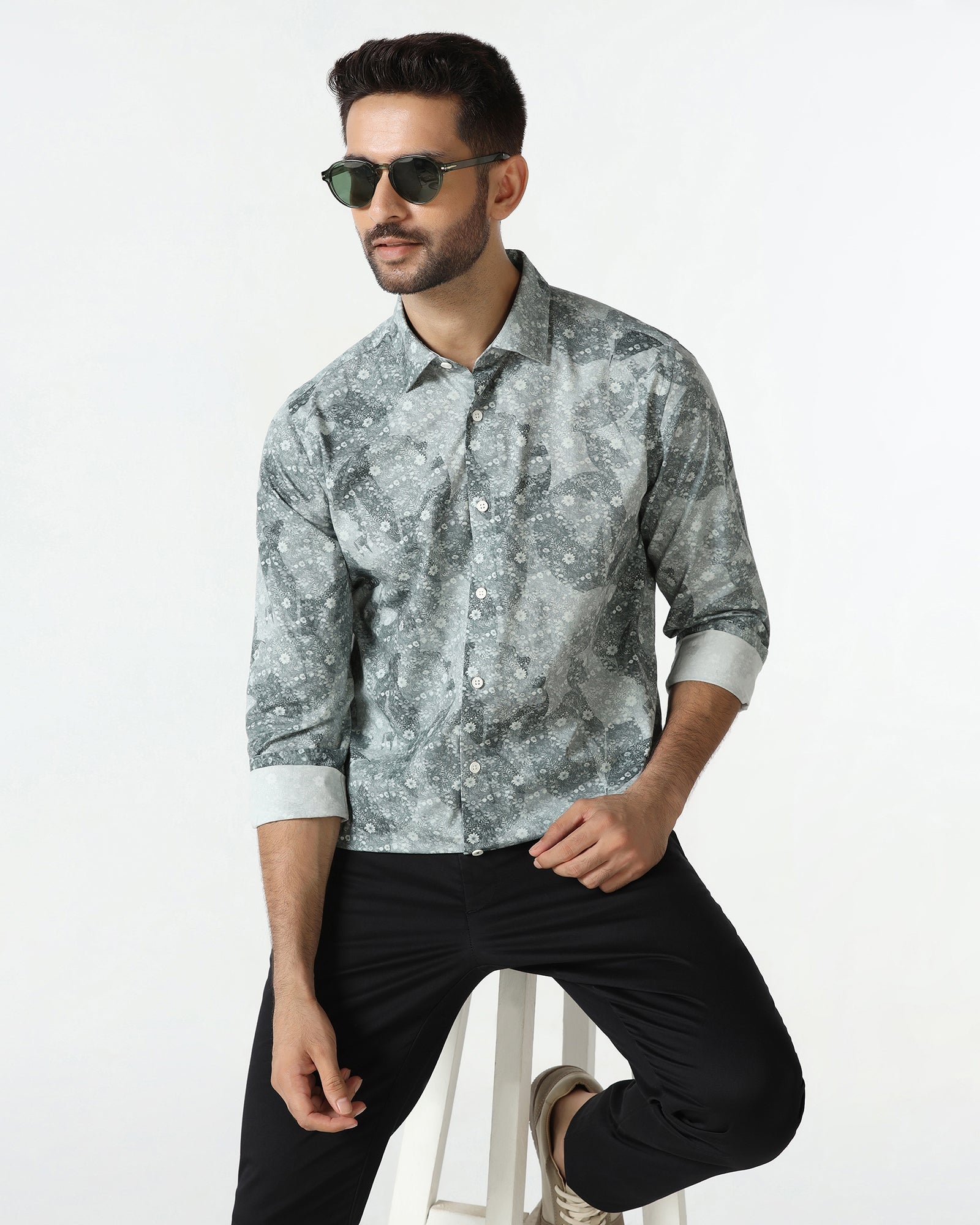 Grey Printed Shirt - Mose