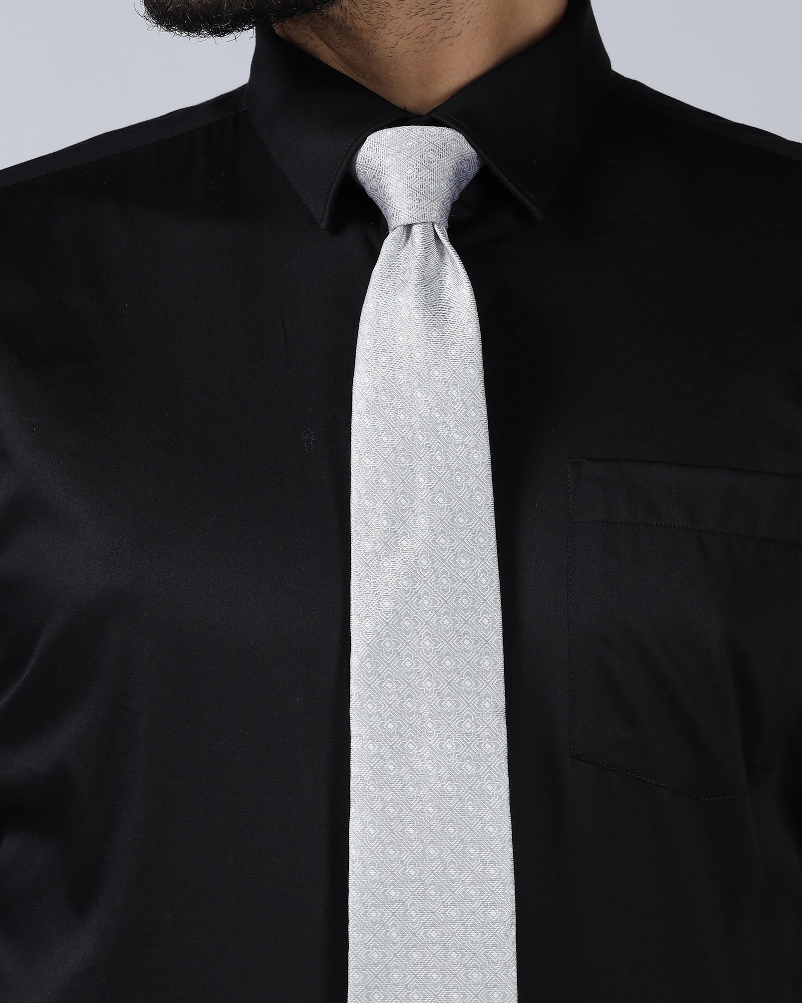 Grey Silk Jacquard Tie - Wigger