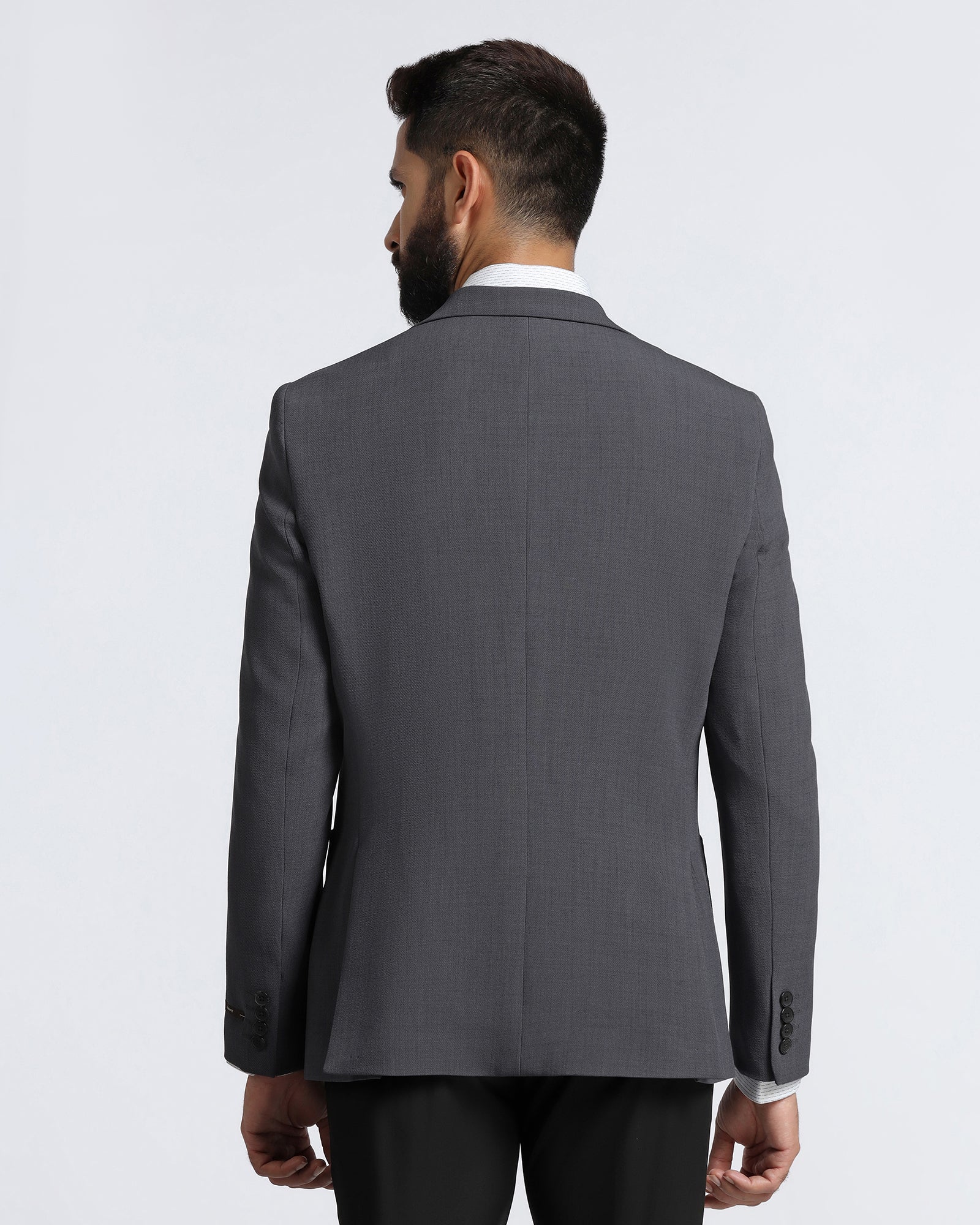 Grey Solid Blazer - Modelo