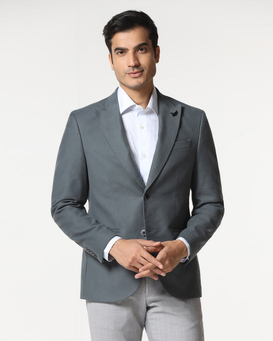 Grey Solid Blazer - Napolean