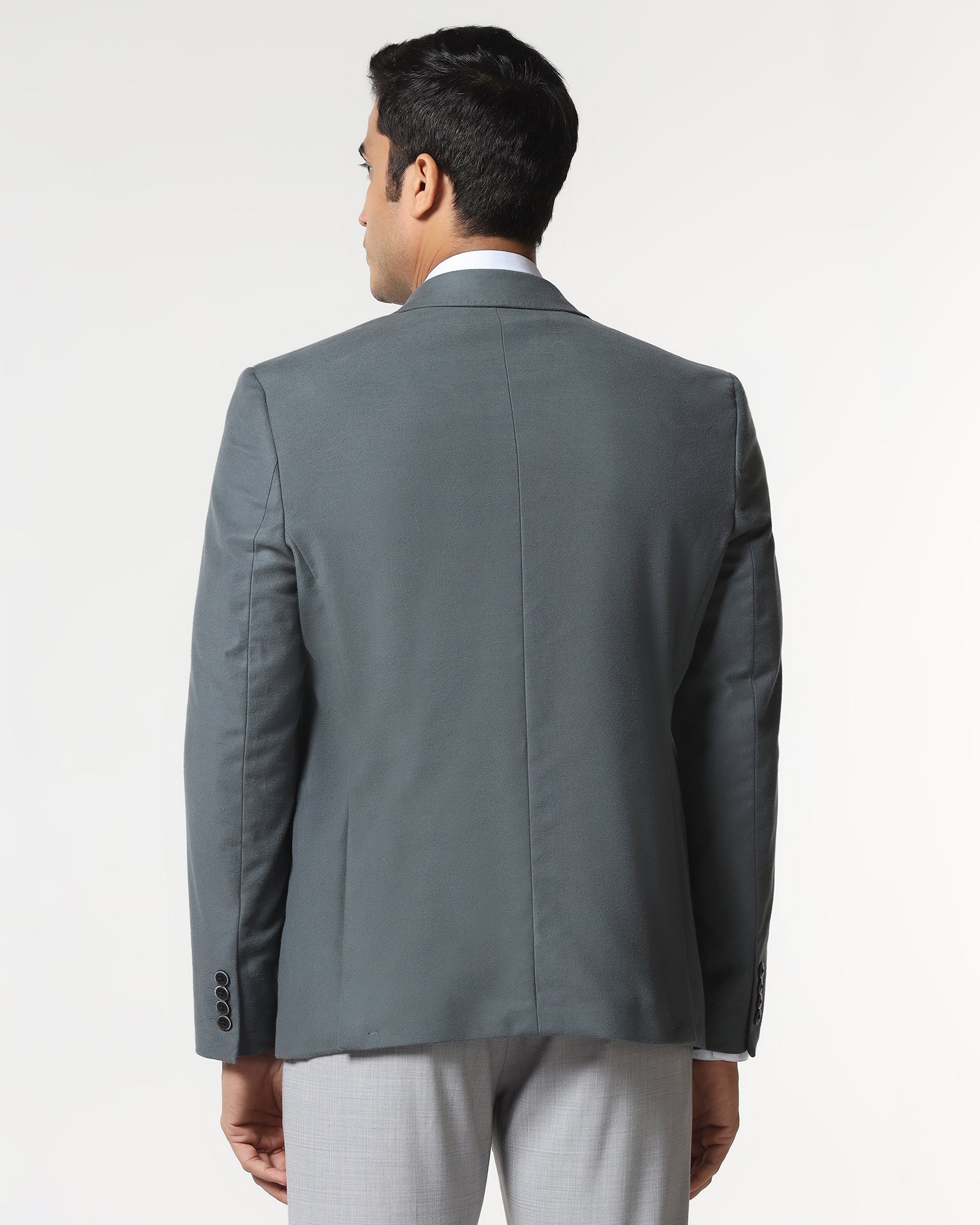 Grey Solid Blazer - Napolean