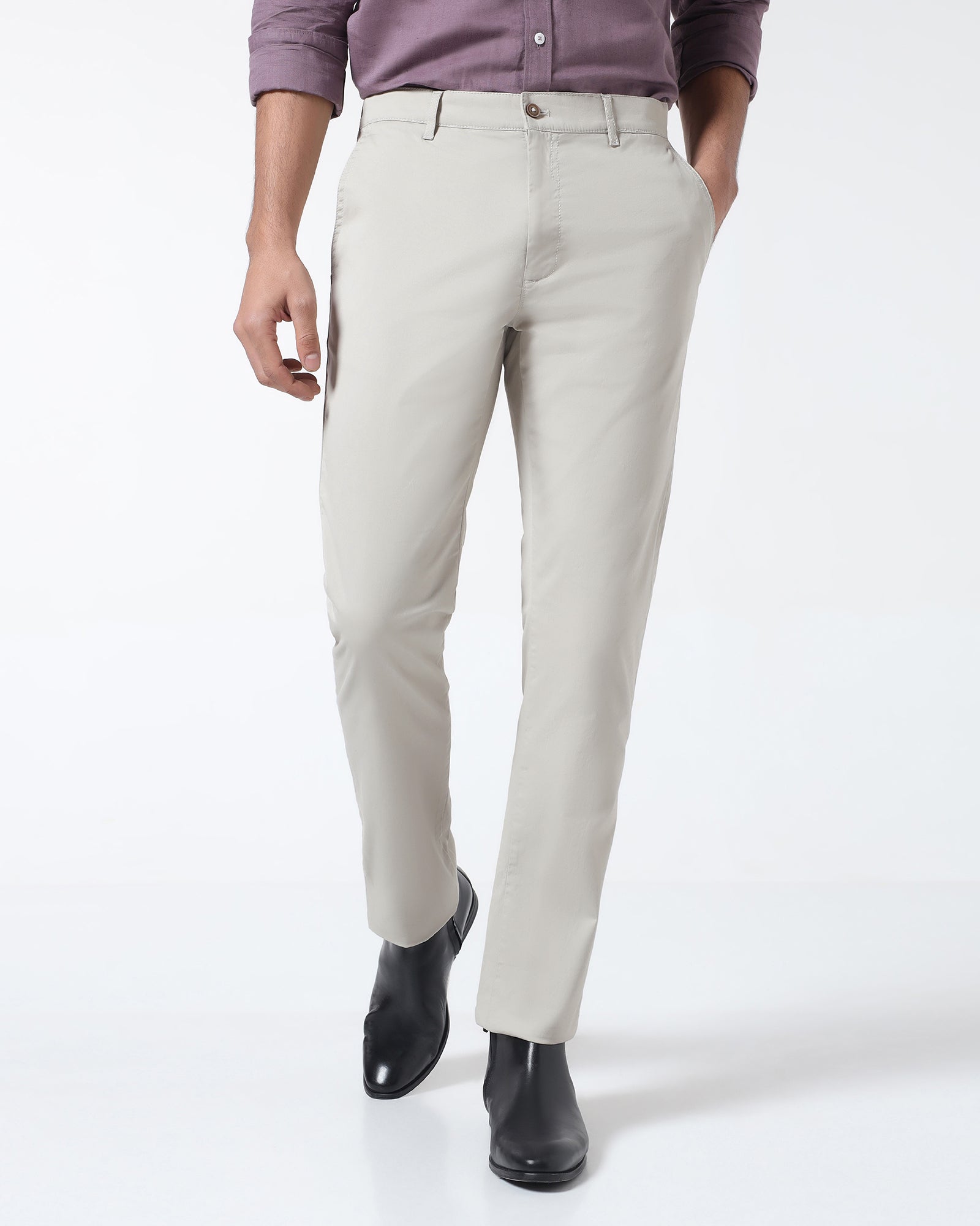 Grey Solid Khakis - Hemlock