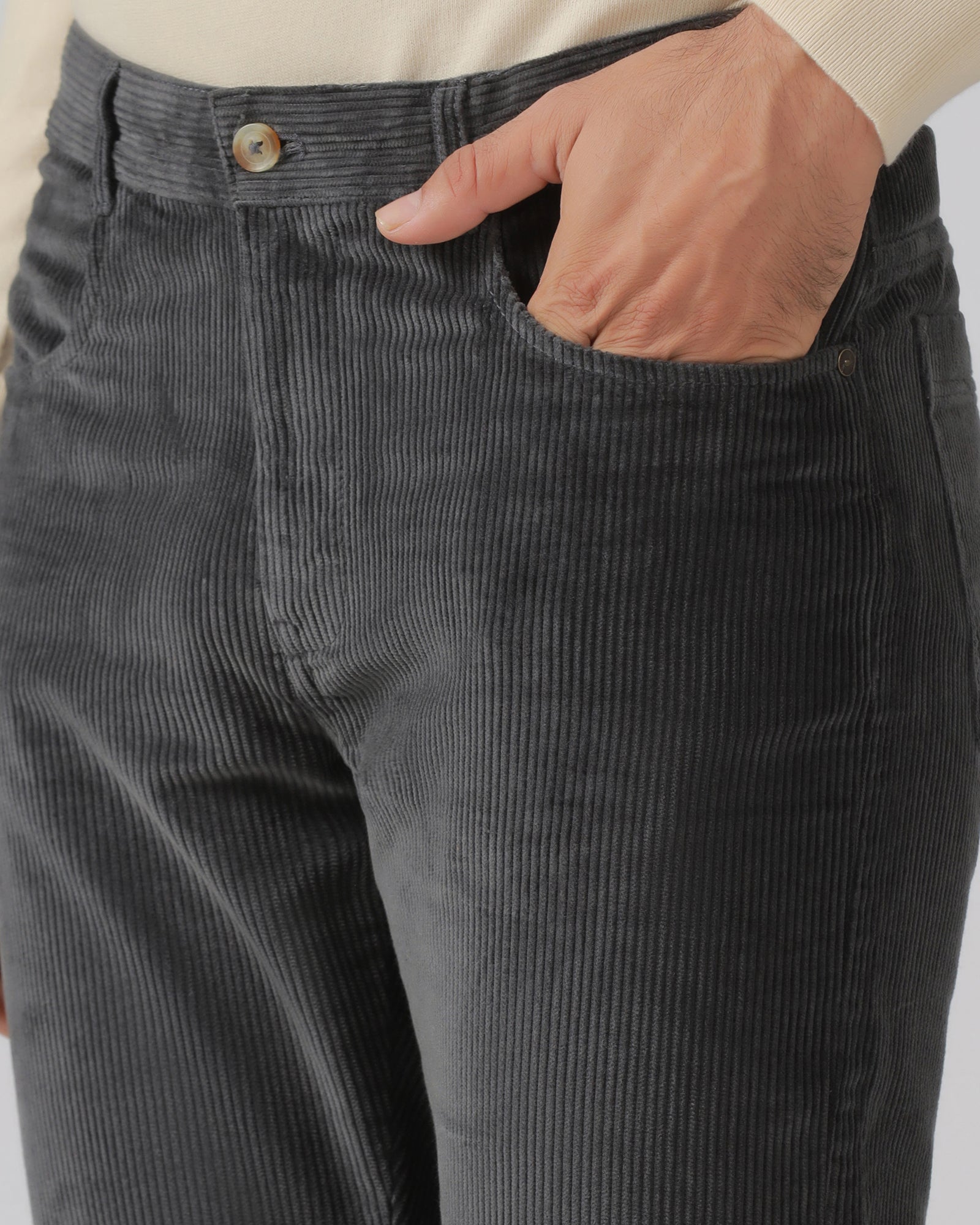 Grey Solid Khakis - Veil