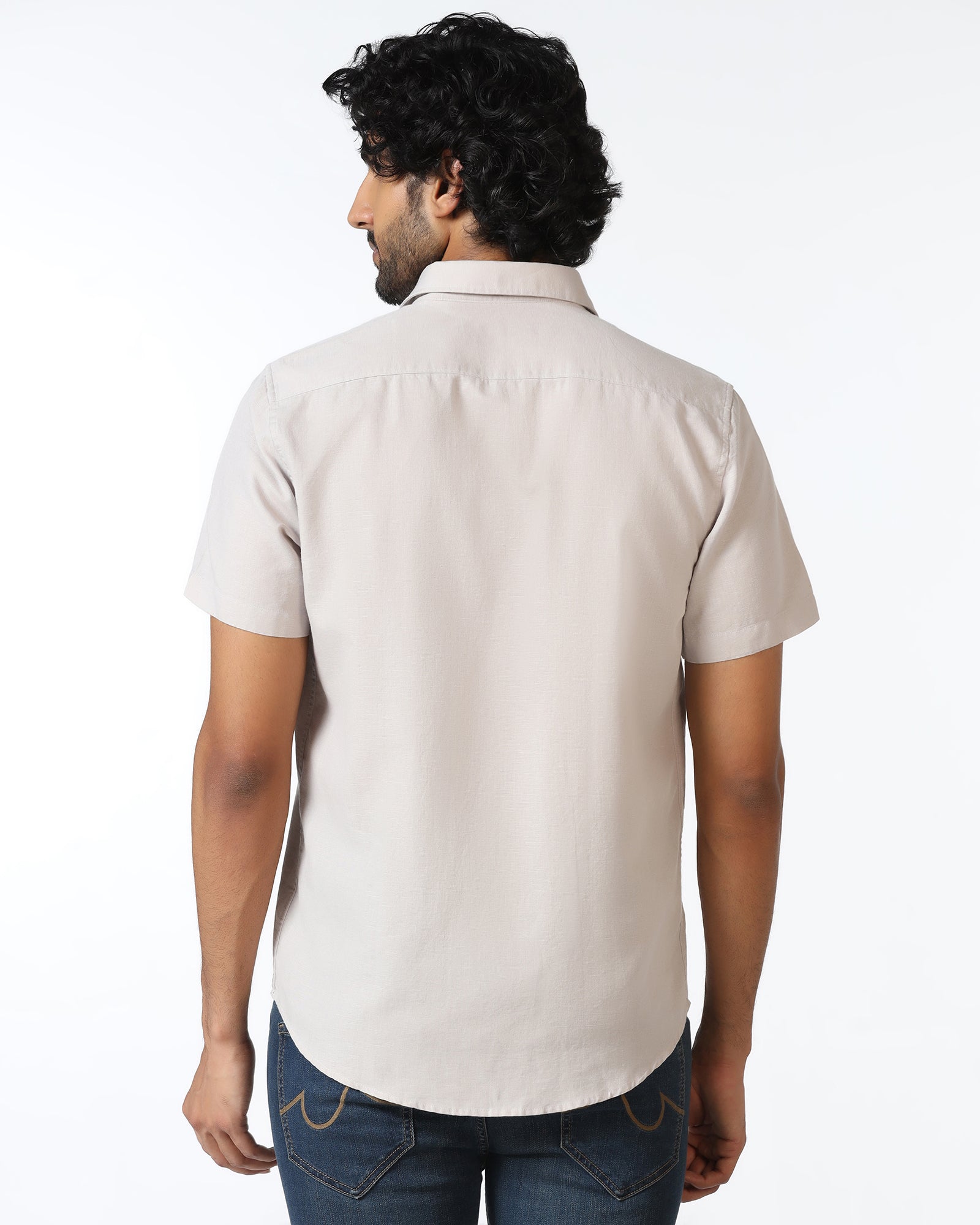 Grey Half Sleeve Solid Shirt - Axar