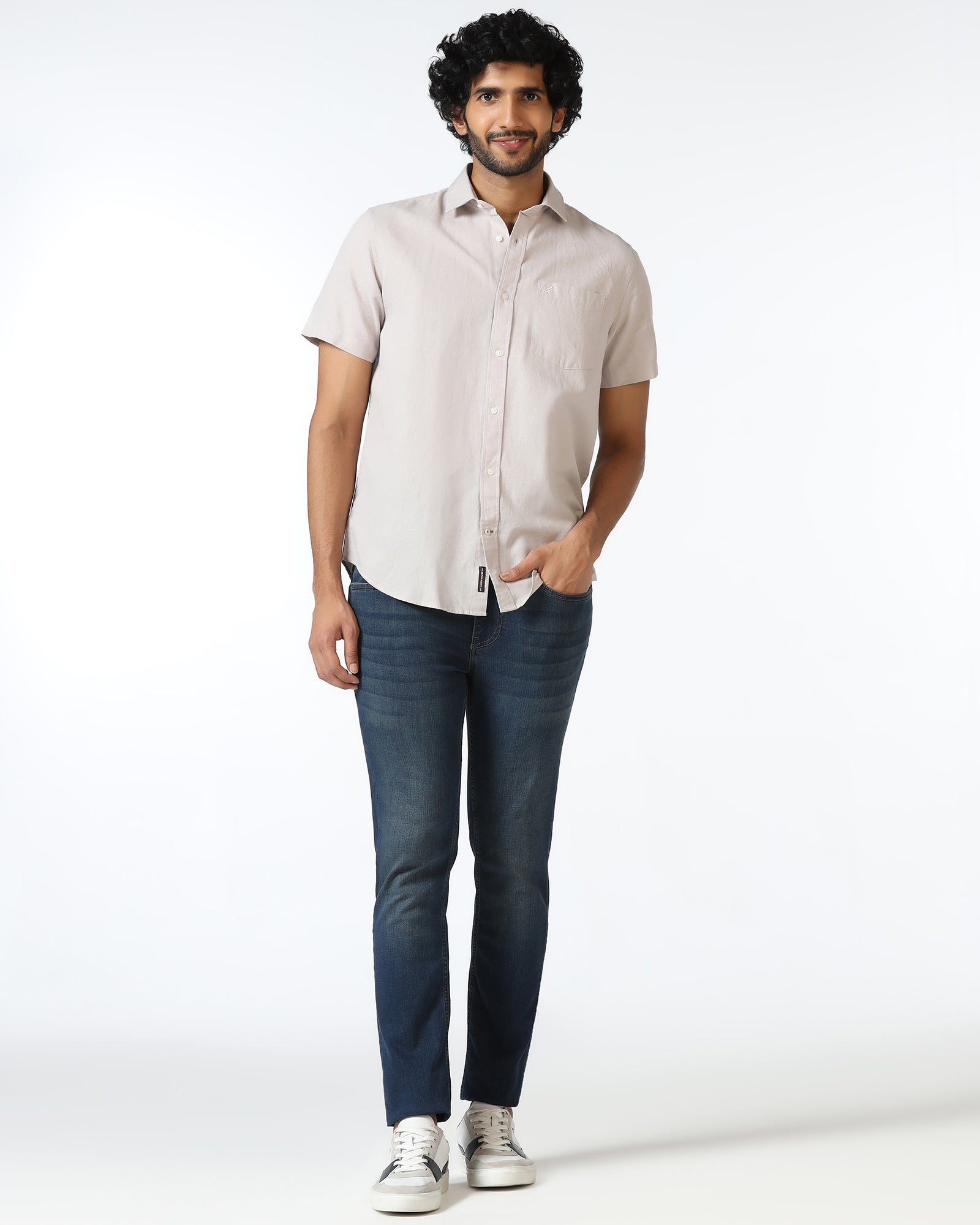 Grey Half Sleeve Solid Shirt - Axar