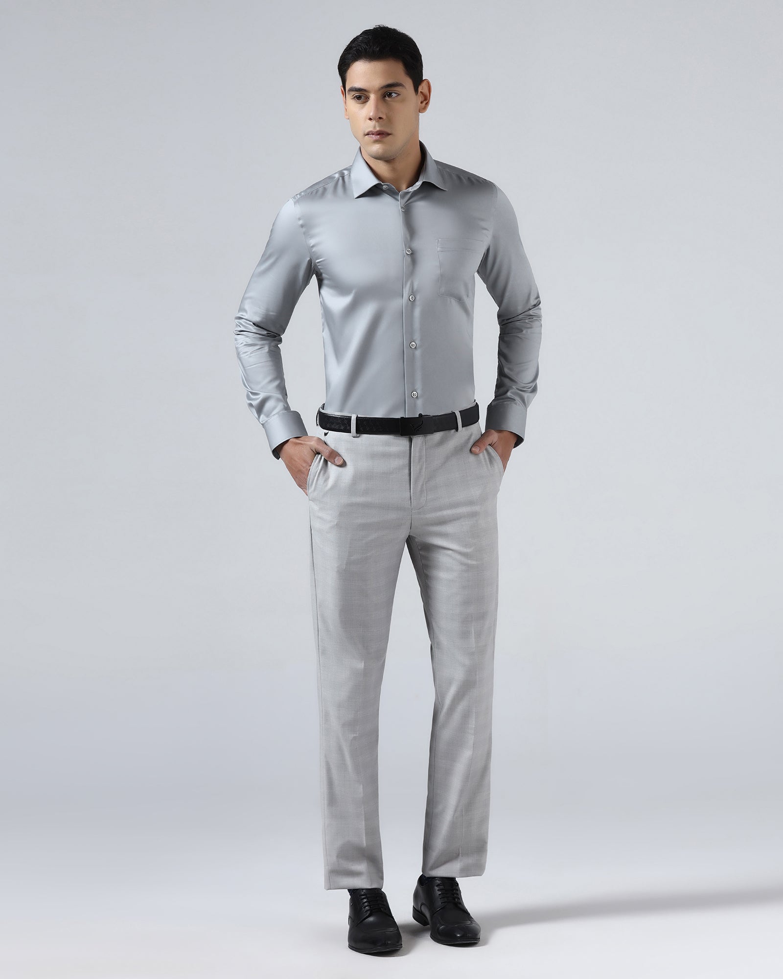 Grey Solid Shirt - Roger