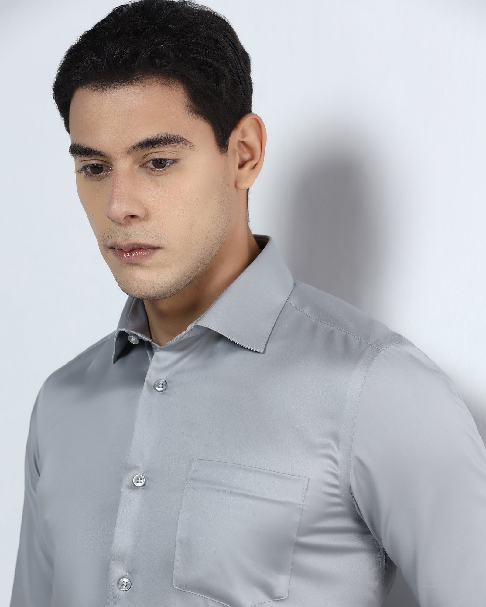 Grey Solid Shirt - Roger