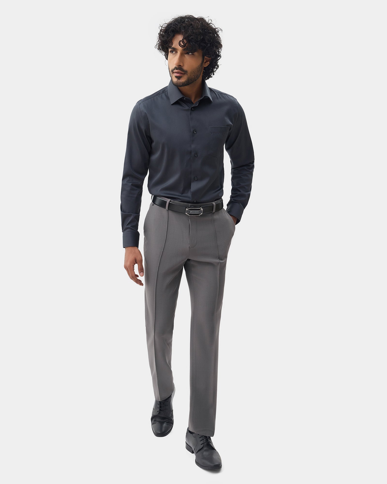 Grey Solid Trouser - Benjin