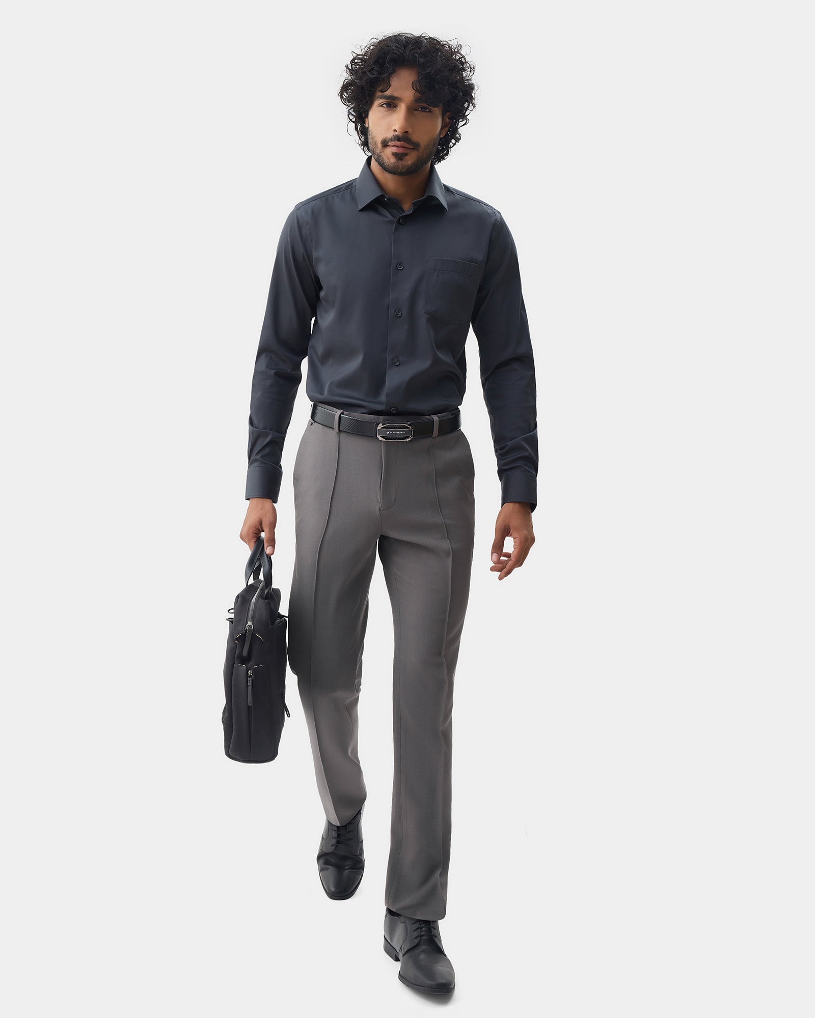 Grey Solid Trouser - Benjin