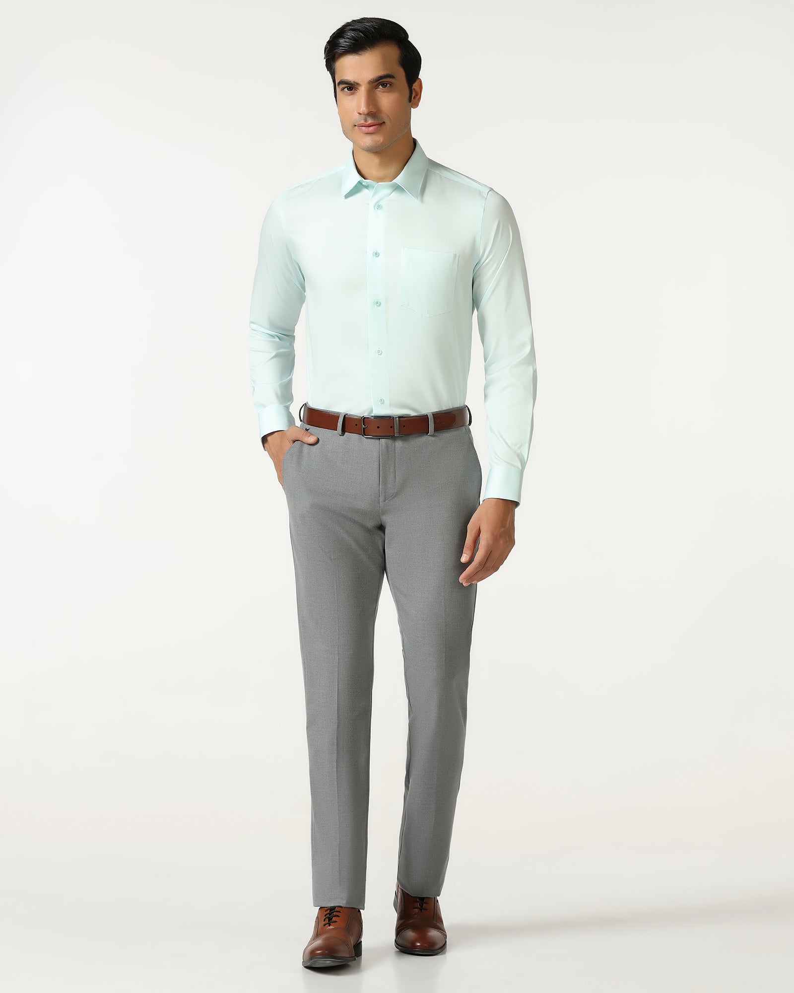Grey Solid Trouser - Conor