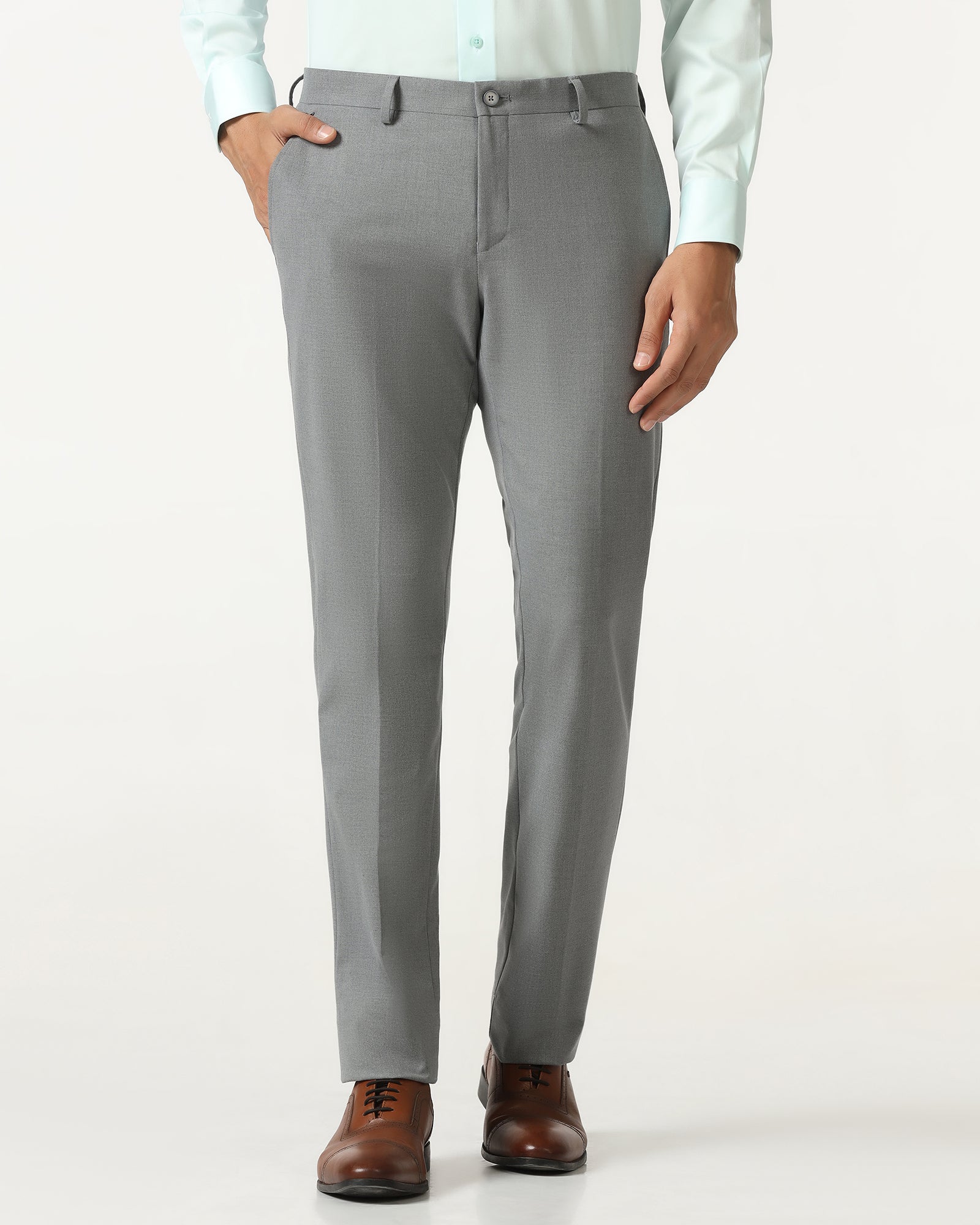 Grey Solid Trouser - Conor