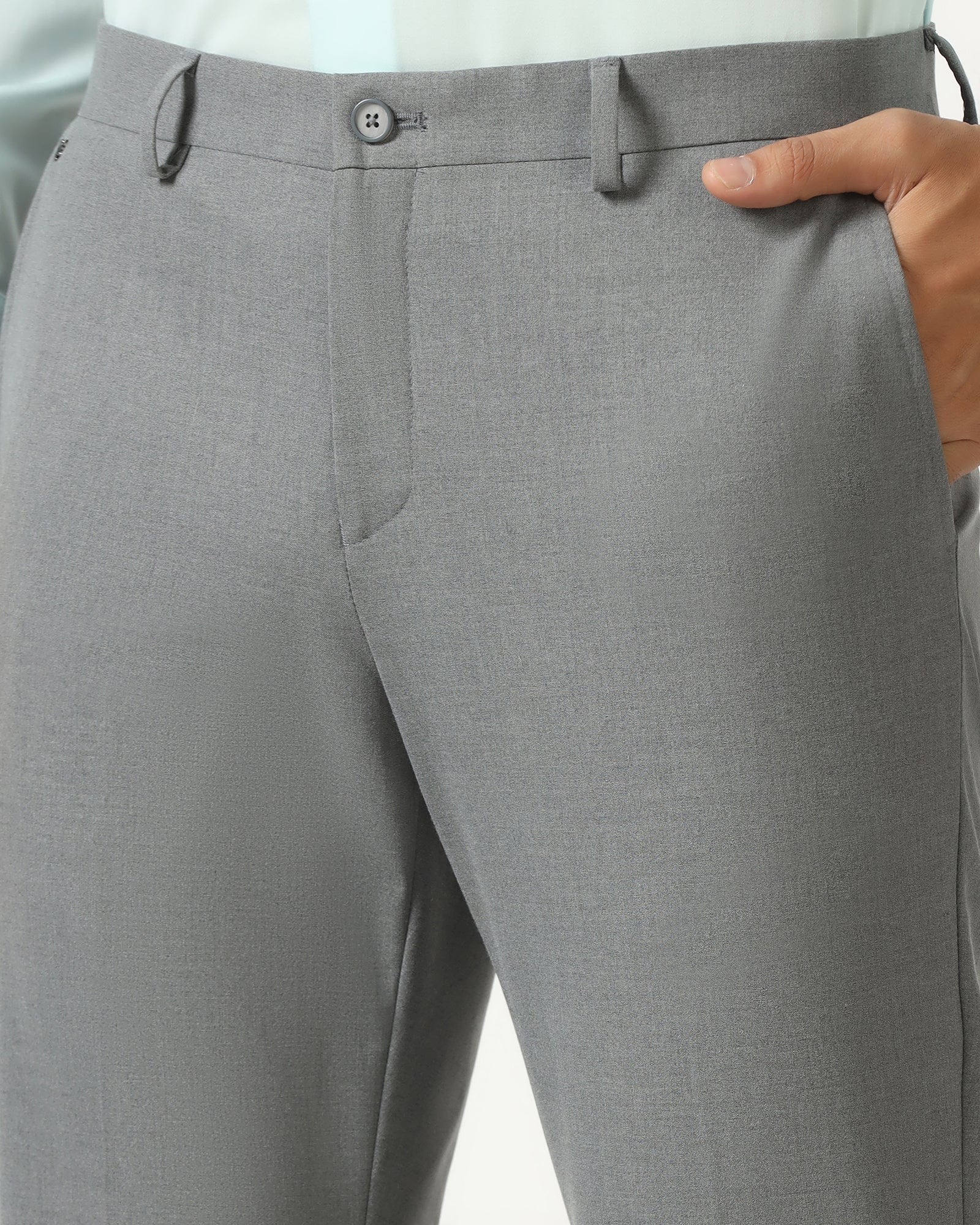 Grey Solid Trouser - Conor