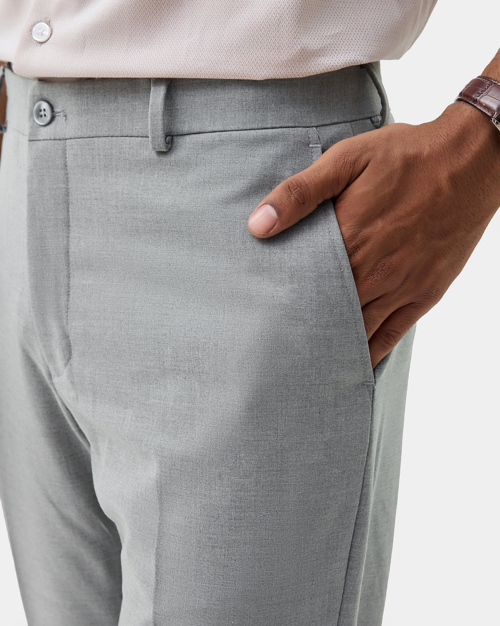 Grey Solid Trouser - Donny
