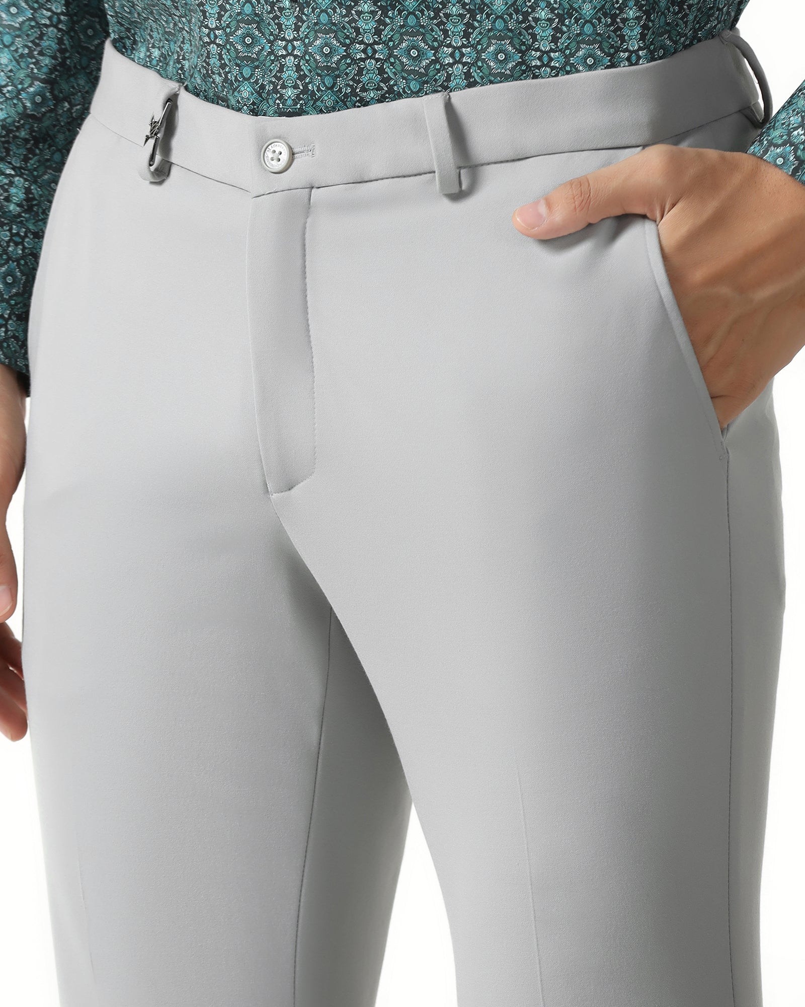 Grey Solid Trouser - Oak