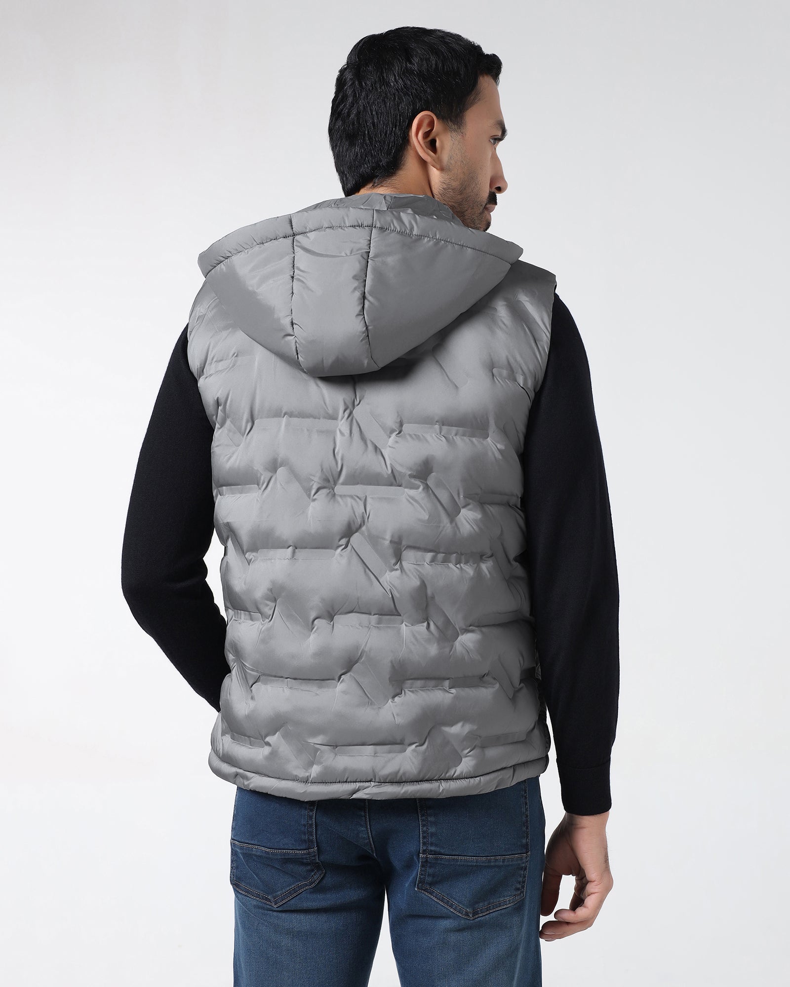 Grey Solid Zipper Jacket - Nebraska