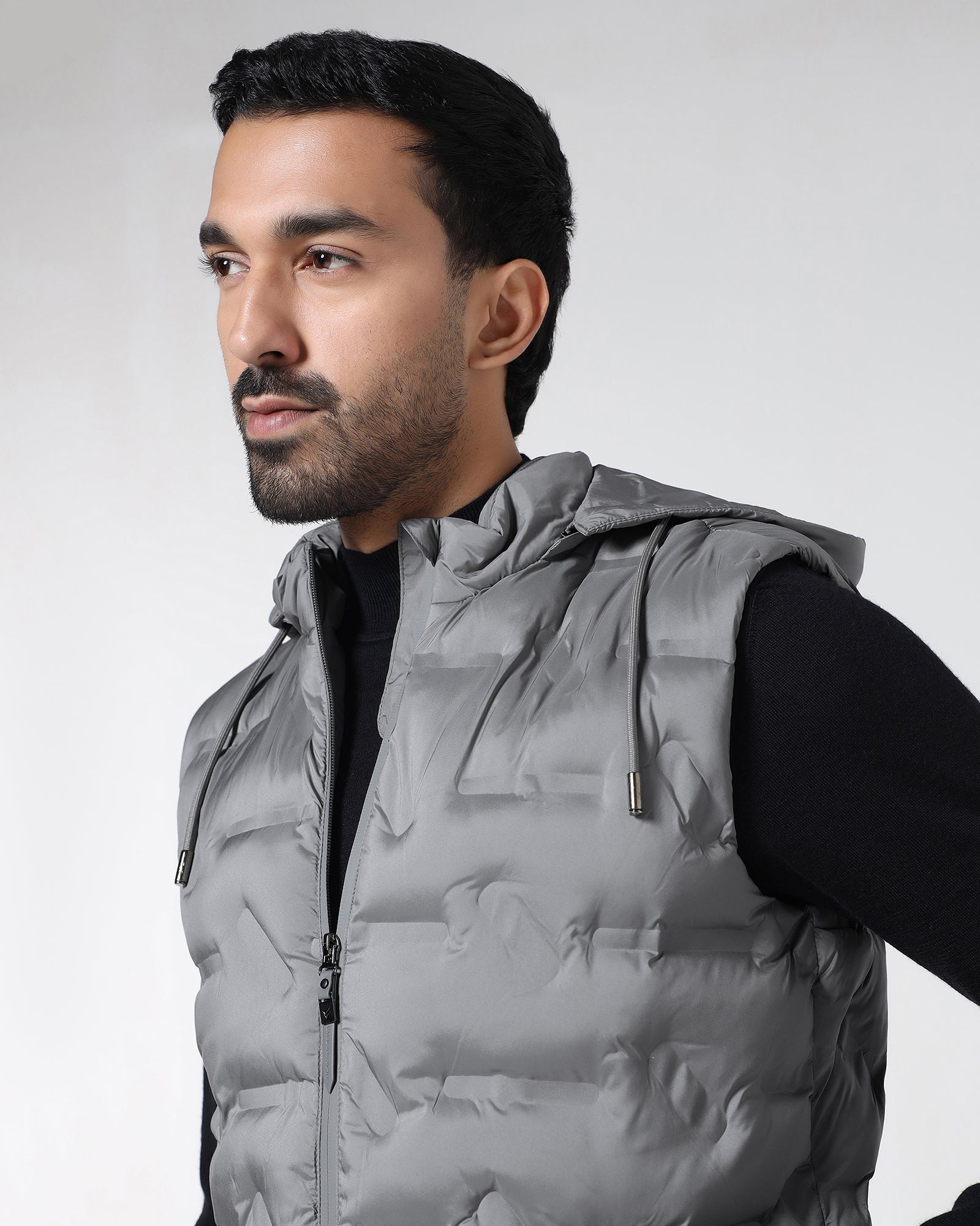 Grey Solid Zipper Jacket - Nebraska