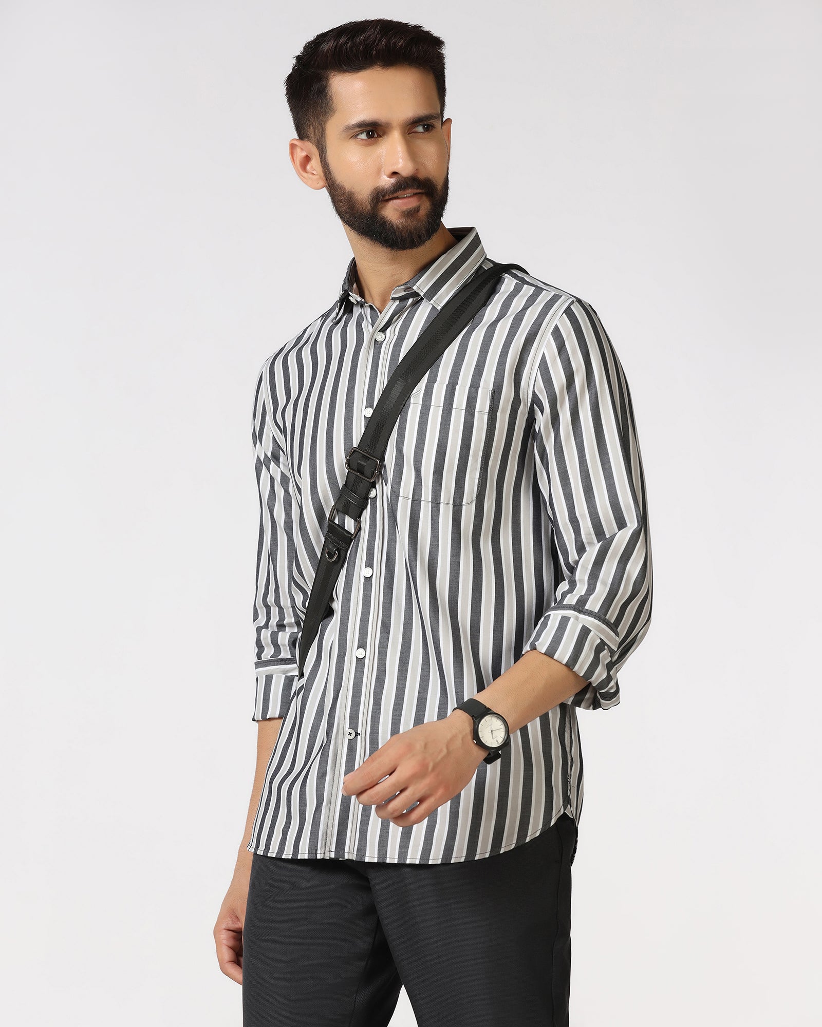 Grey Stripe Shirt - Gerran