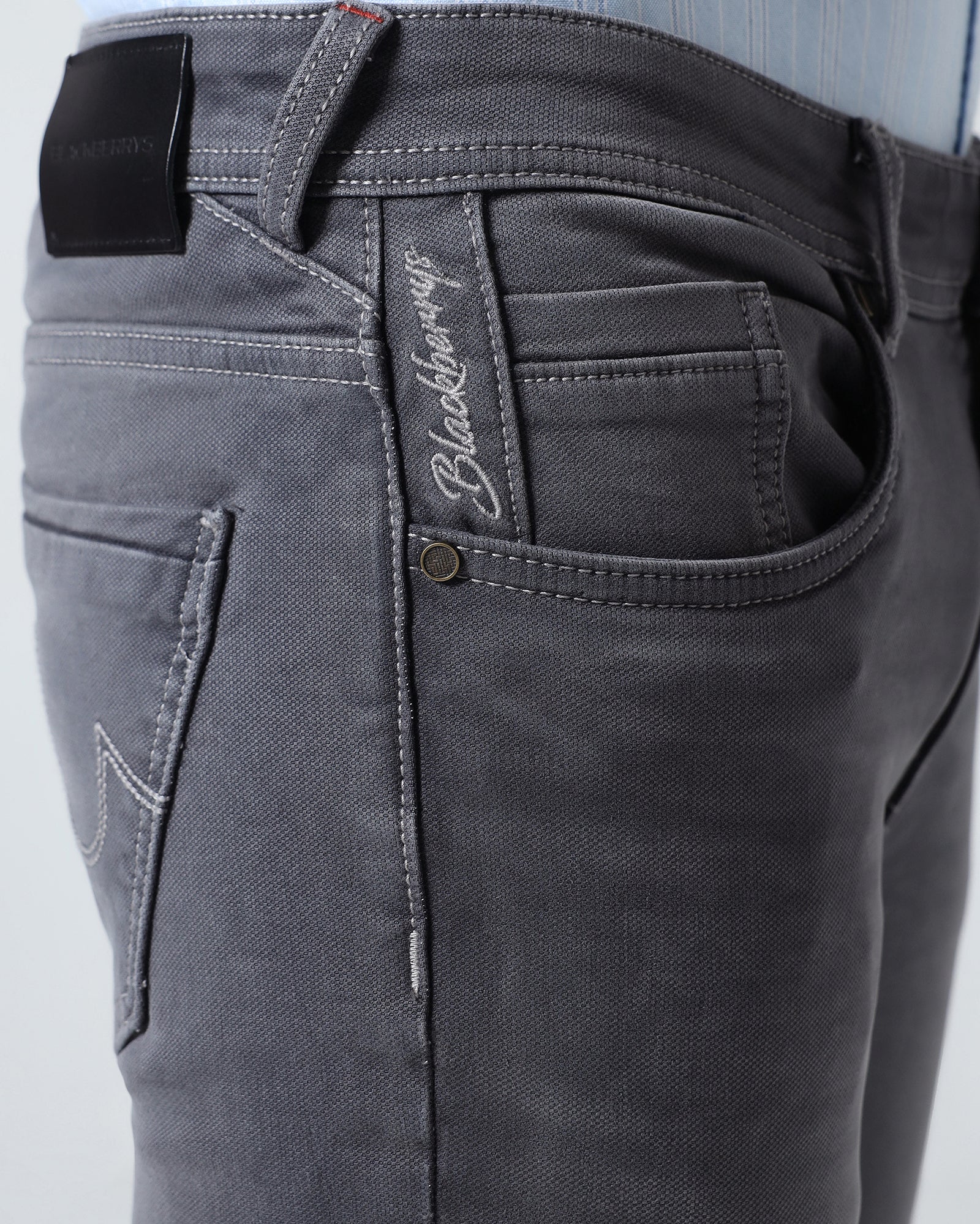 Grey Superflex Textured Slim Fit Jeans - Otis