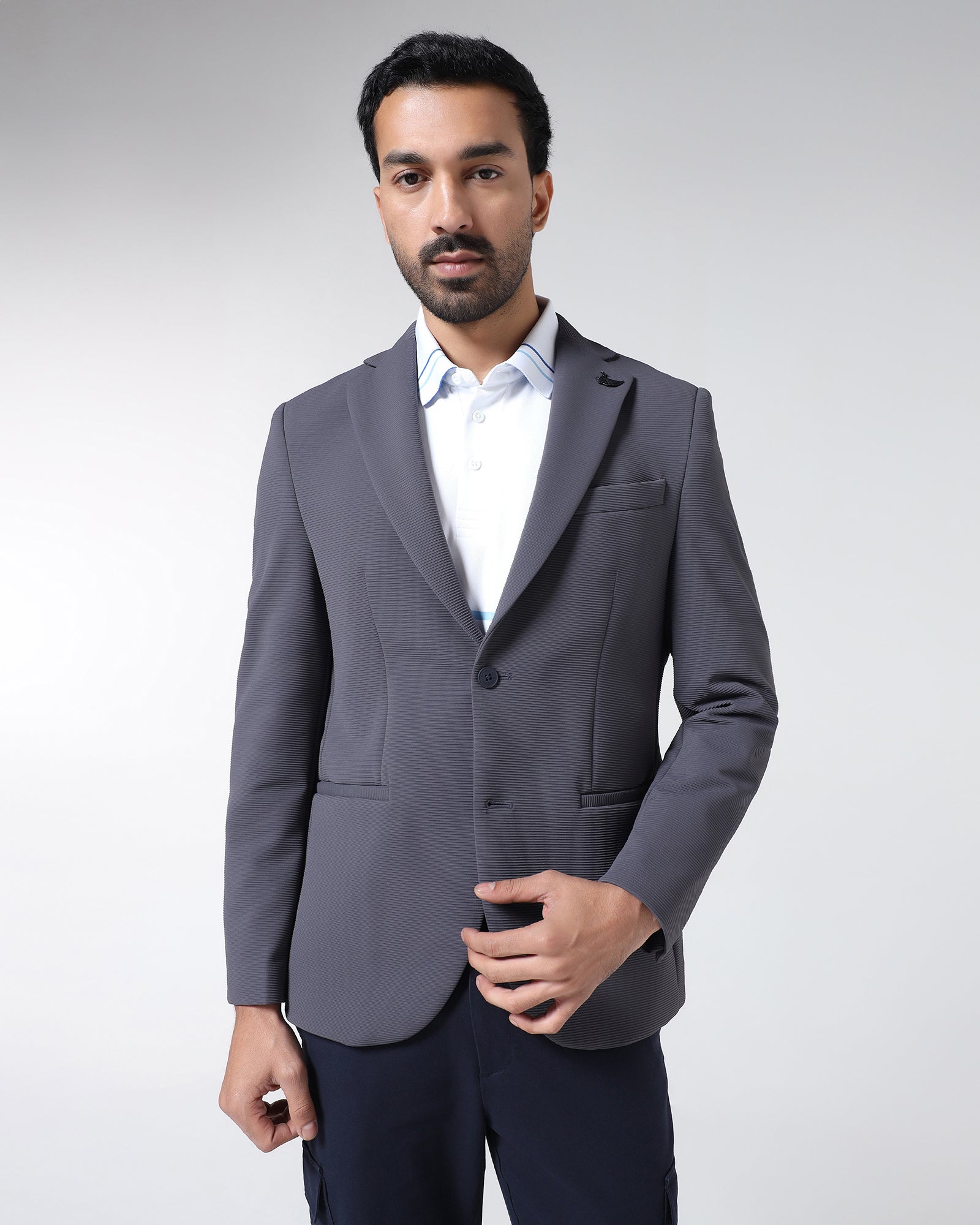 Grey TechPro Stripe Blazer - Siesta