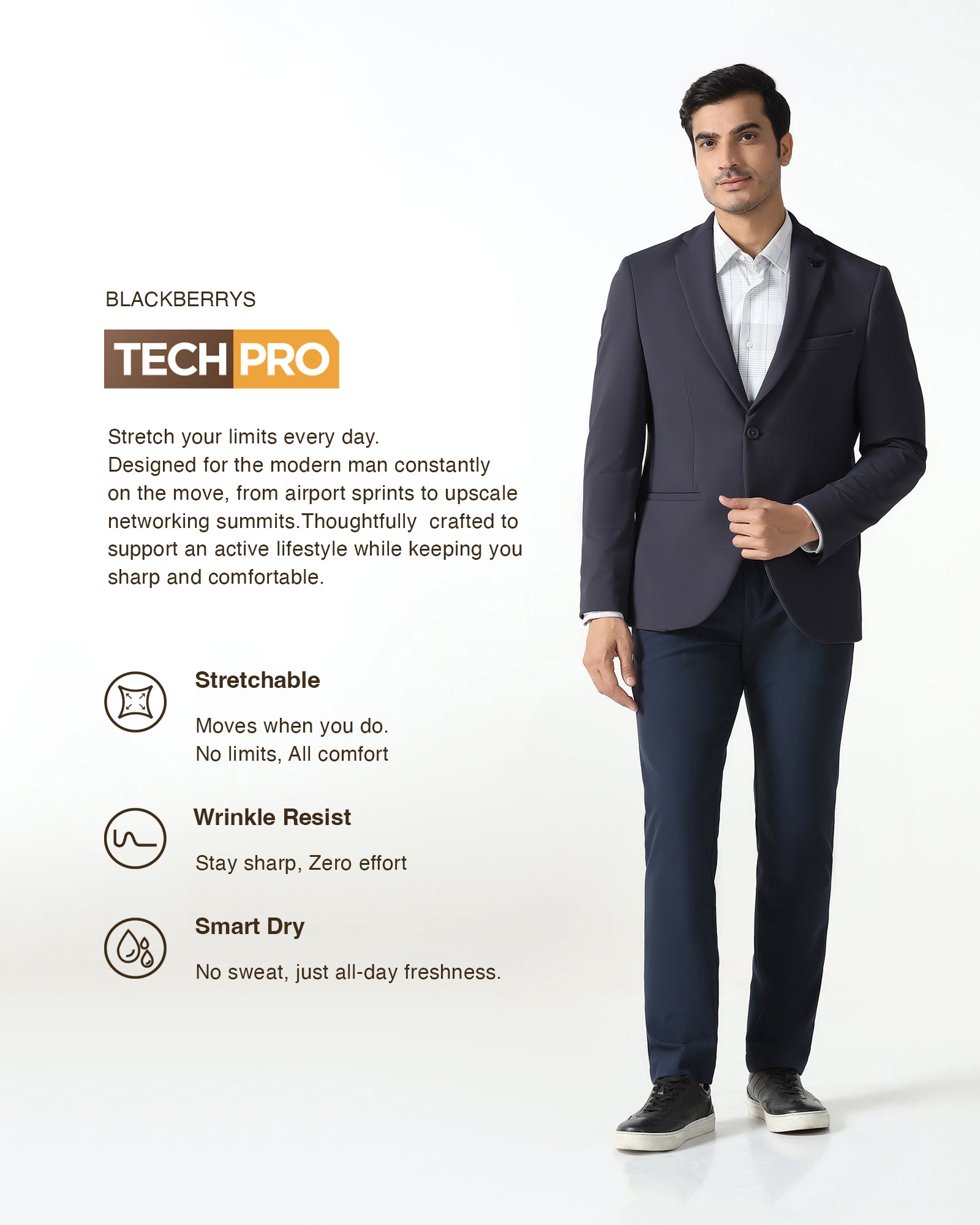 Grey TechPro Stripe Blazer - Fiesta