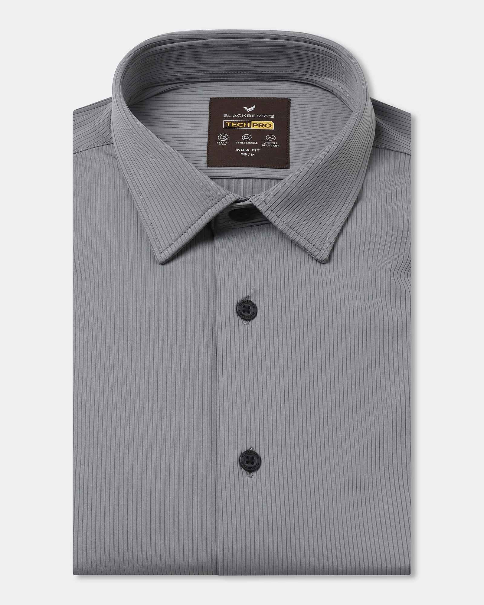 Grey Half Sleeve TechPro Stripe Shirt - Lunar