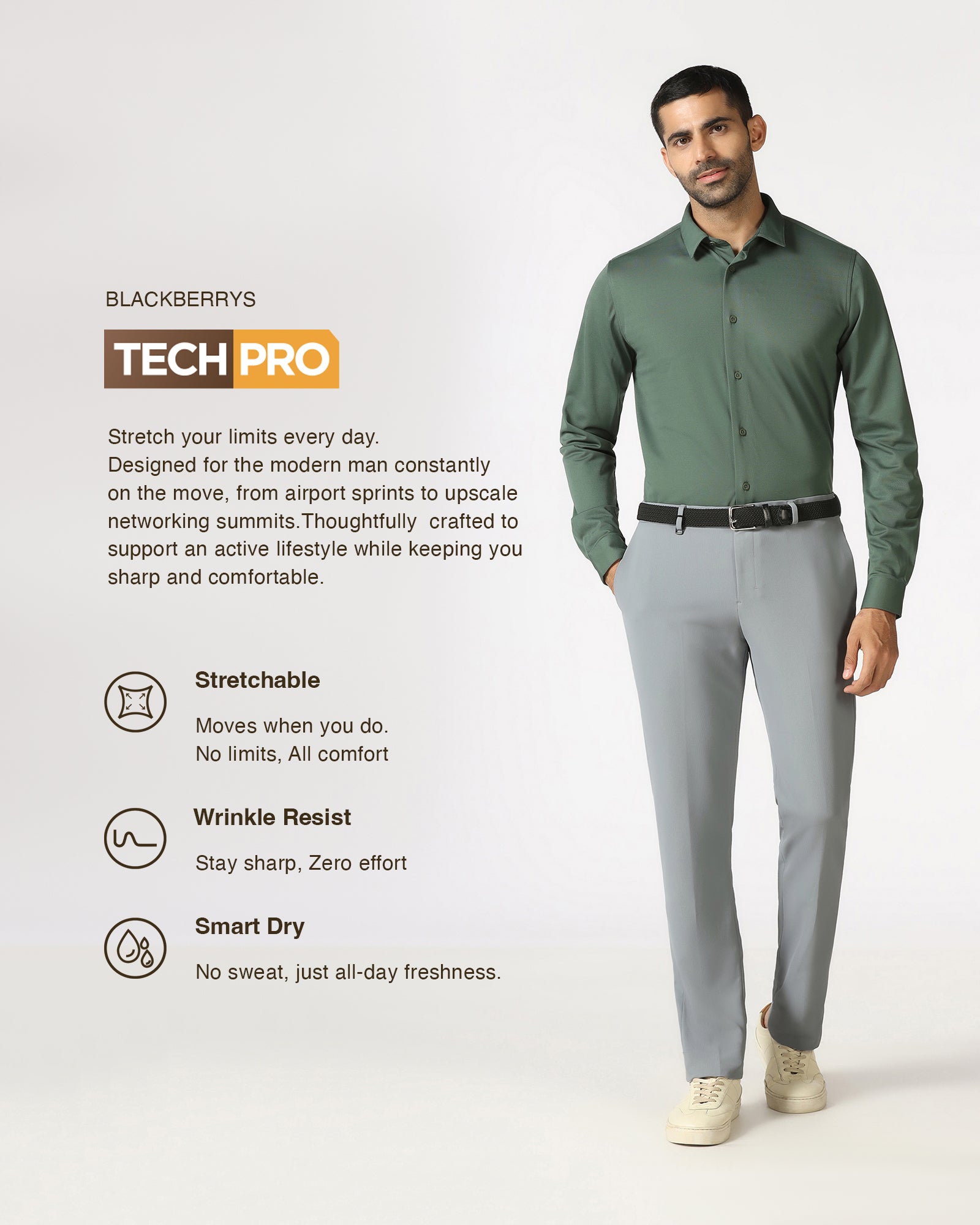 Grey TechPro Stripe Trouser - Martini