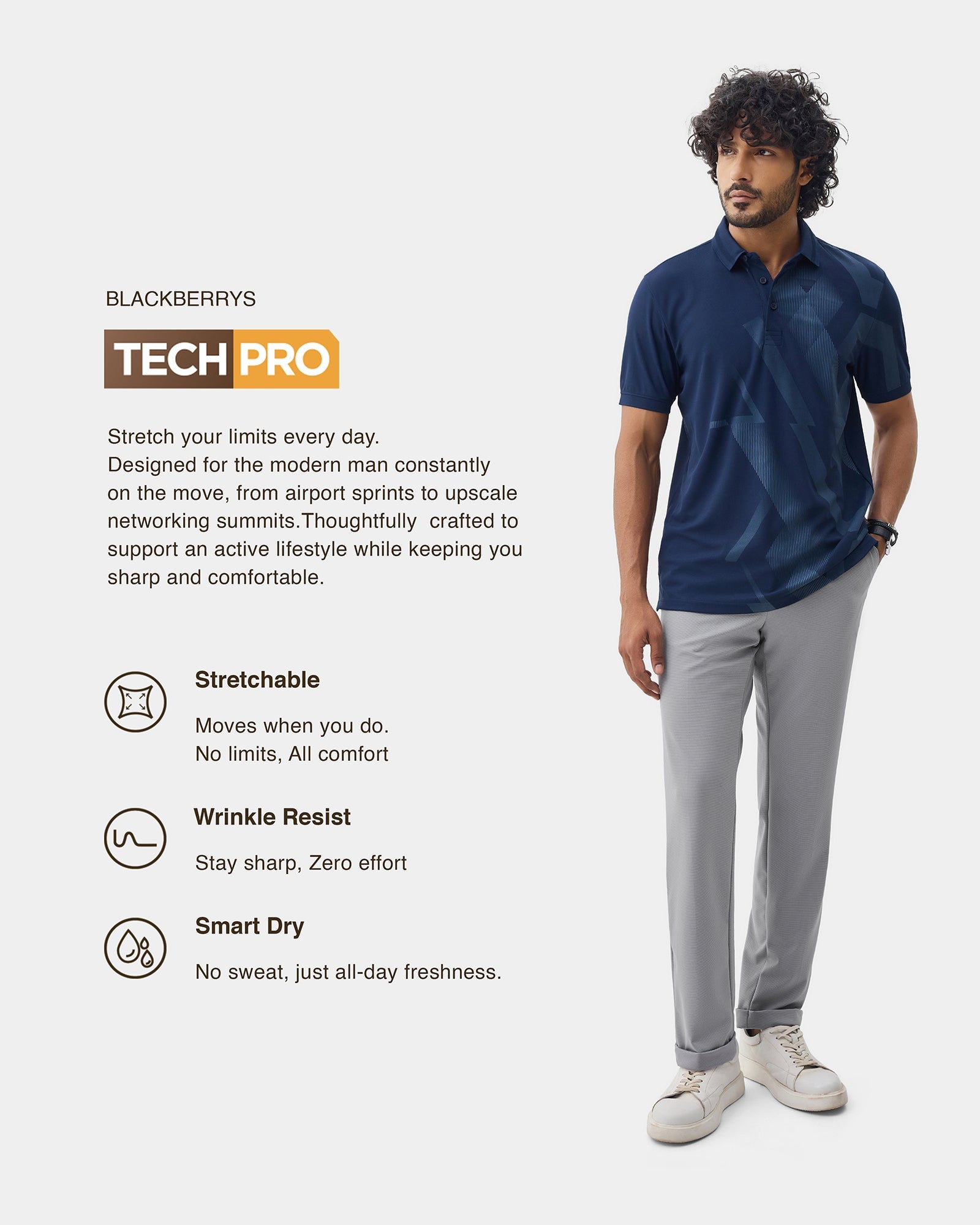 Grey TechPro Textured Trouser - Meteor