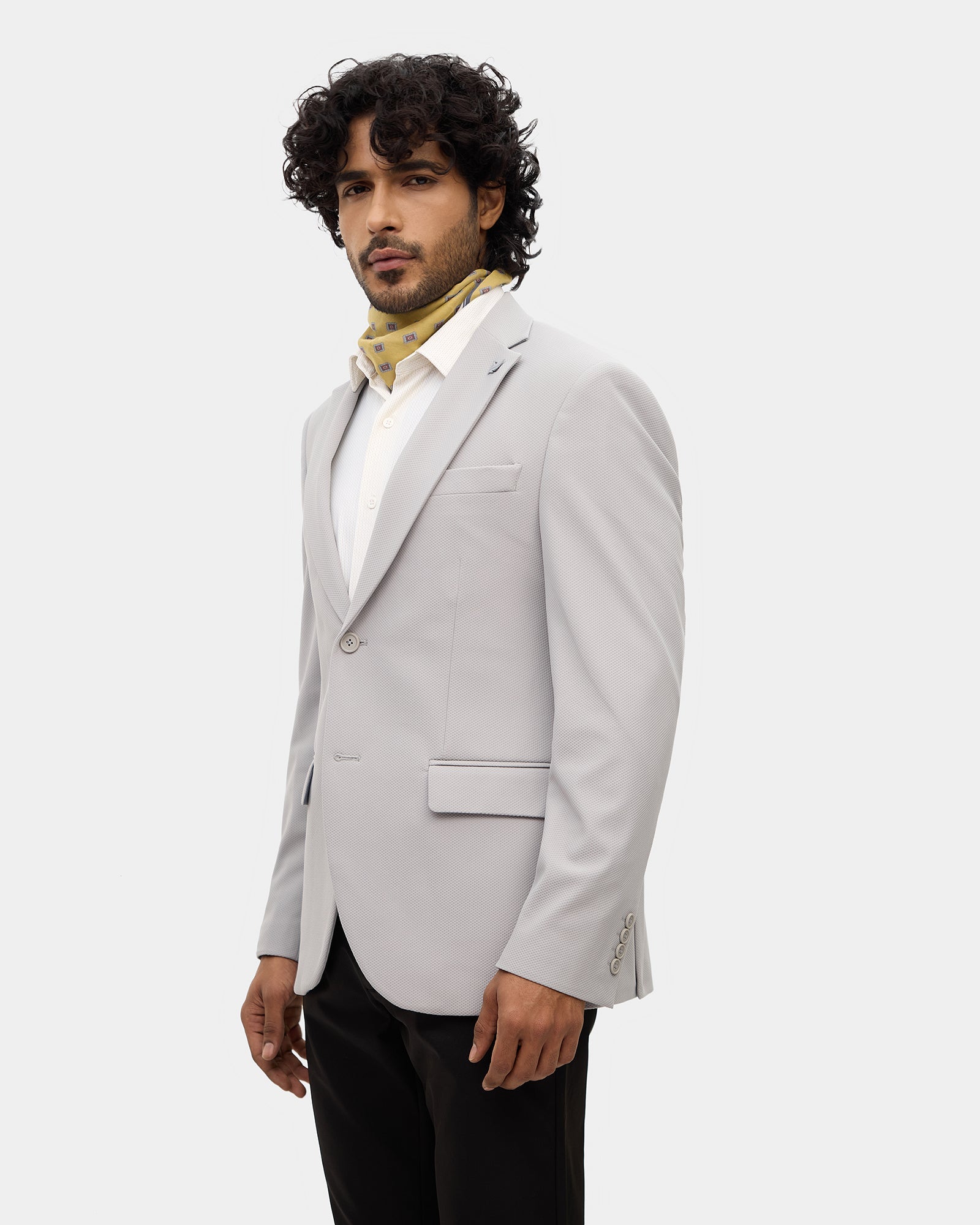 Grey Textured Blazer - Mit
