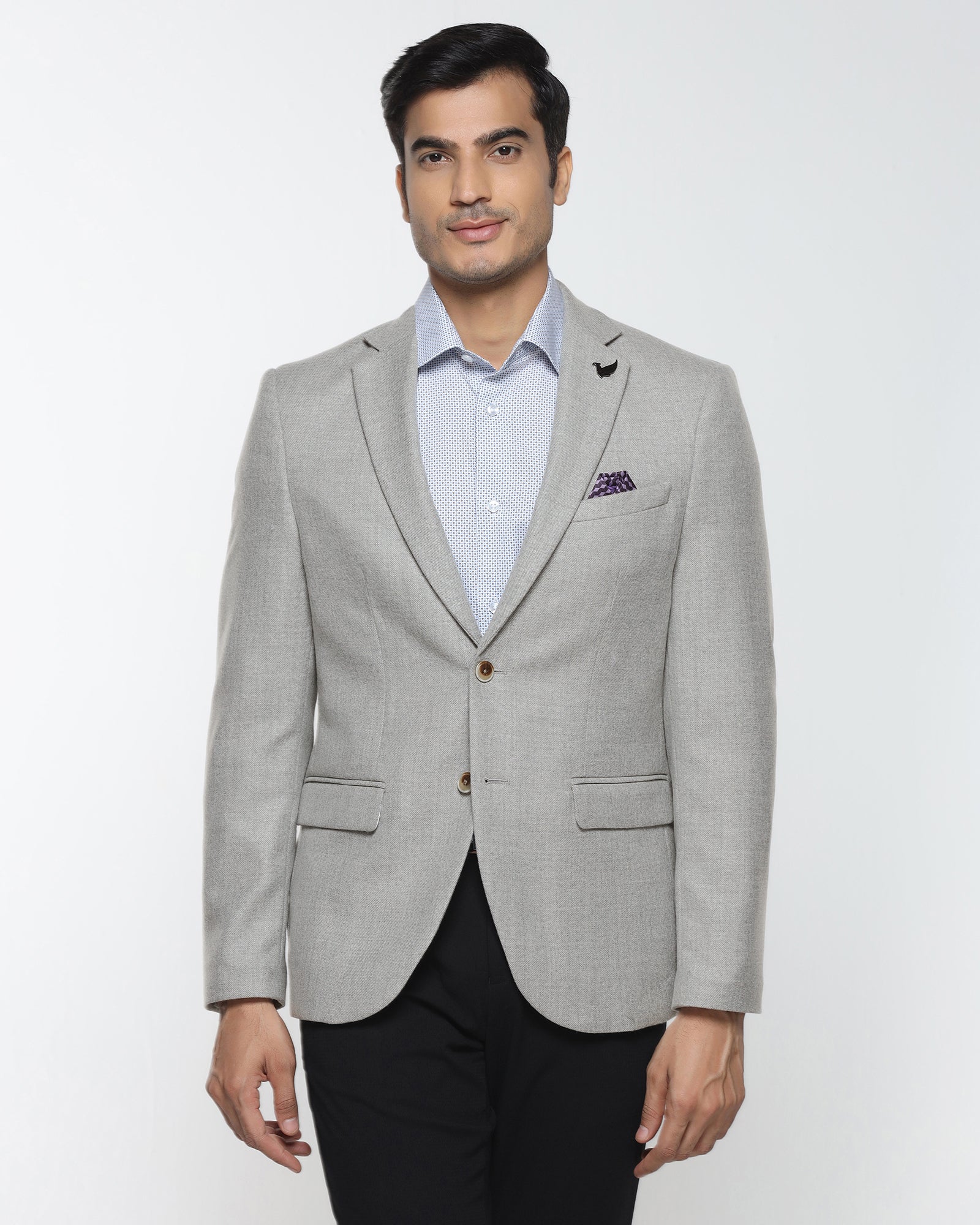 Grey Textured Blazer - Grant