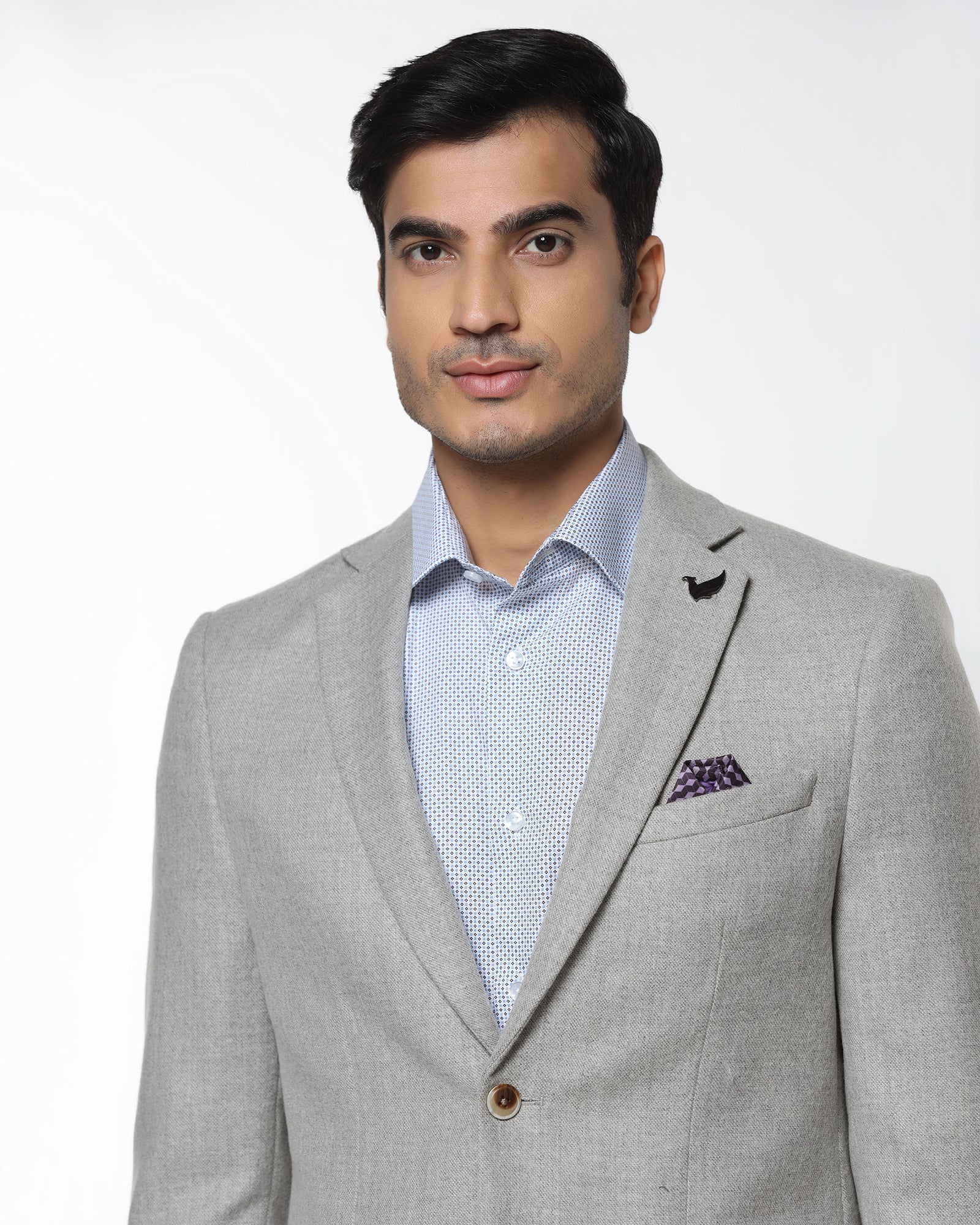 Grey Textured Blazer - Grant