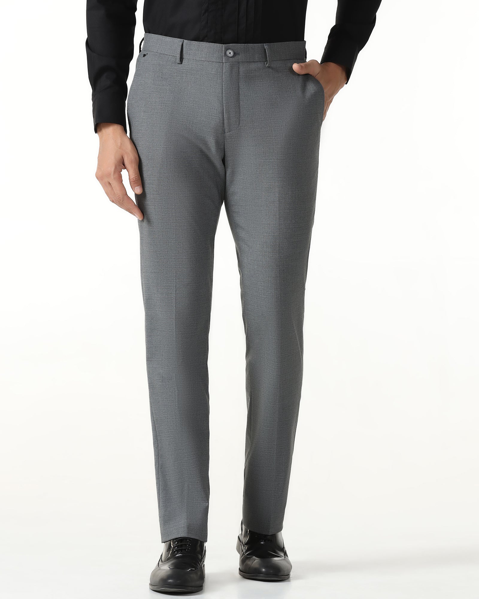 Grey Textured Trouser - Barrel