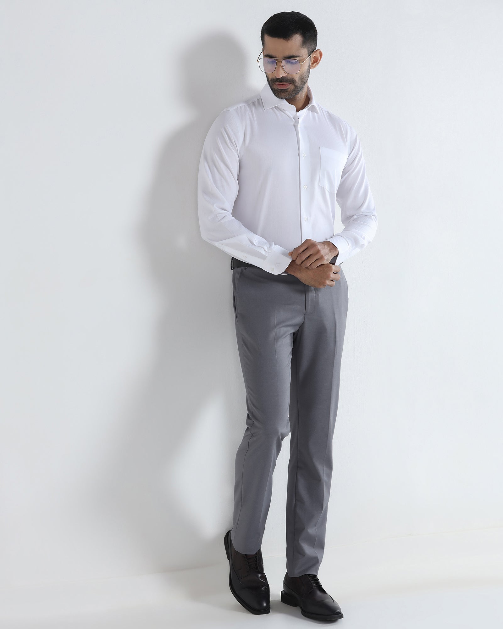Grey Textured Trouser - Bernardo