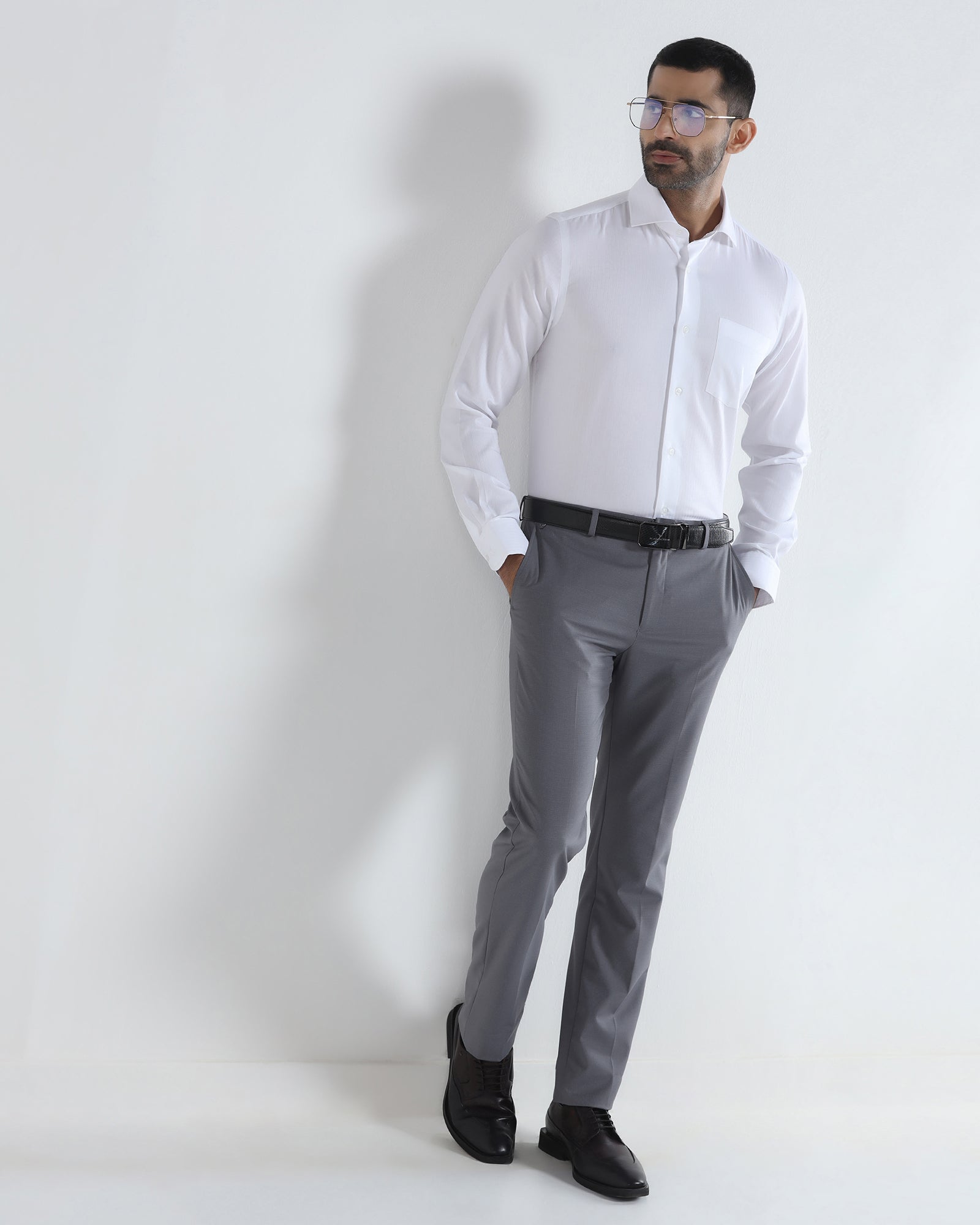 Grey Textured Trouser - Bernardo