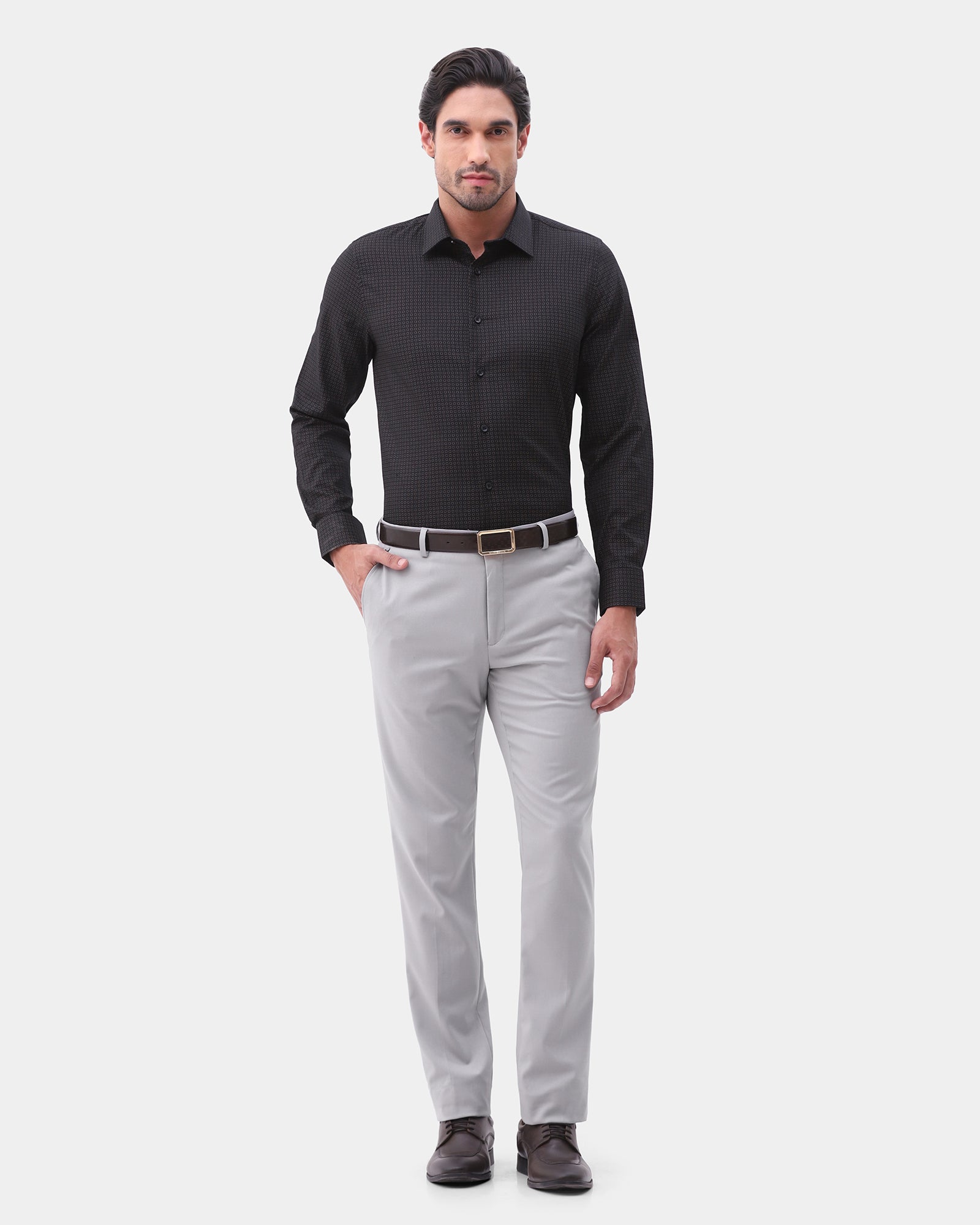 Grey Textured Trouser - Morfe