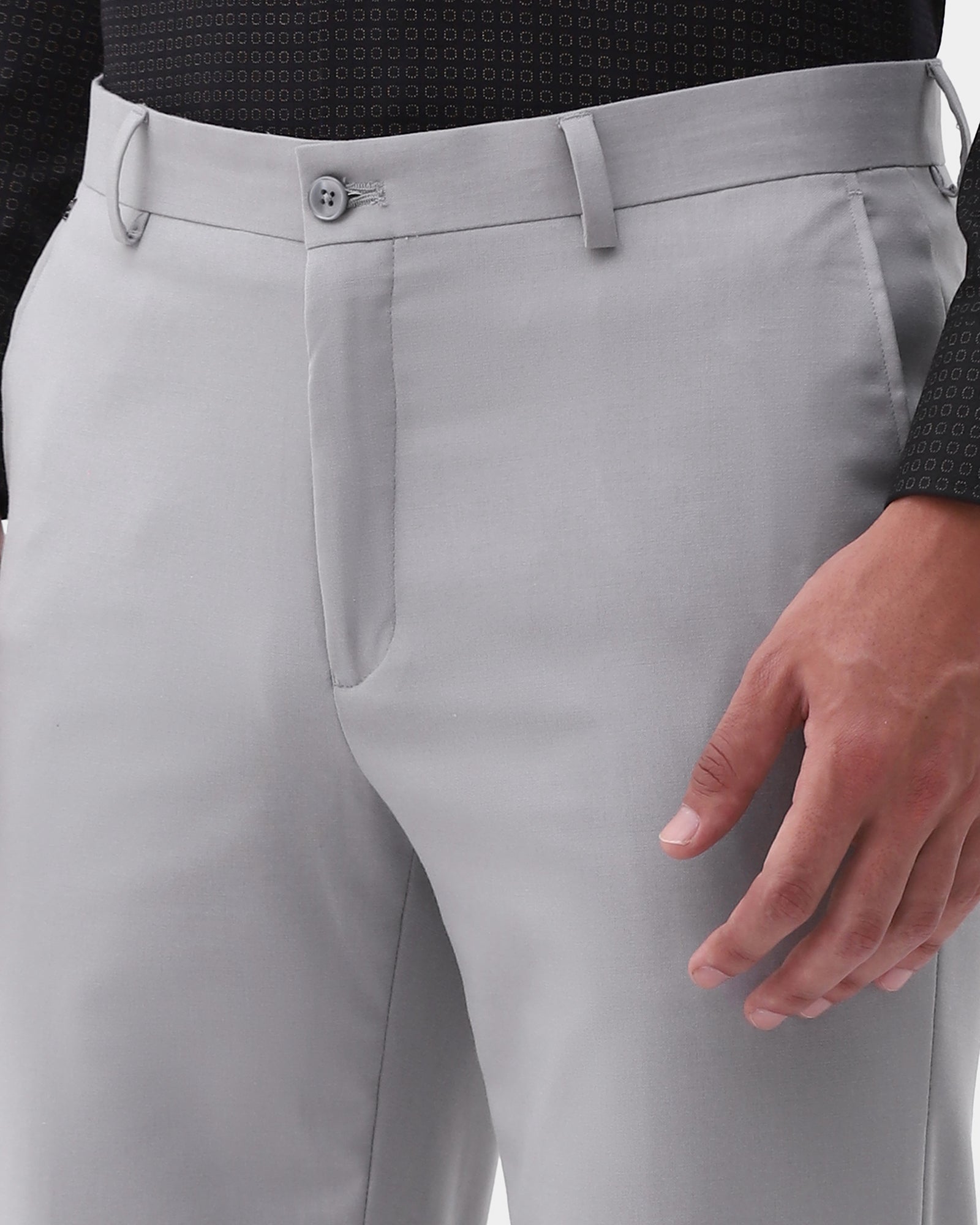 Grey Textured Trouser - Morfe