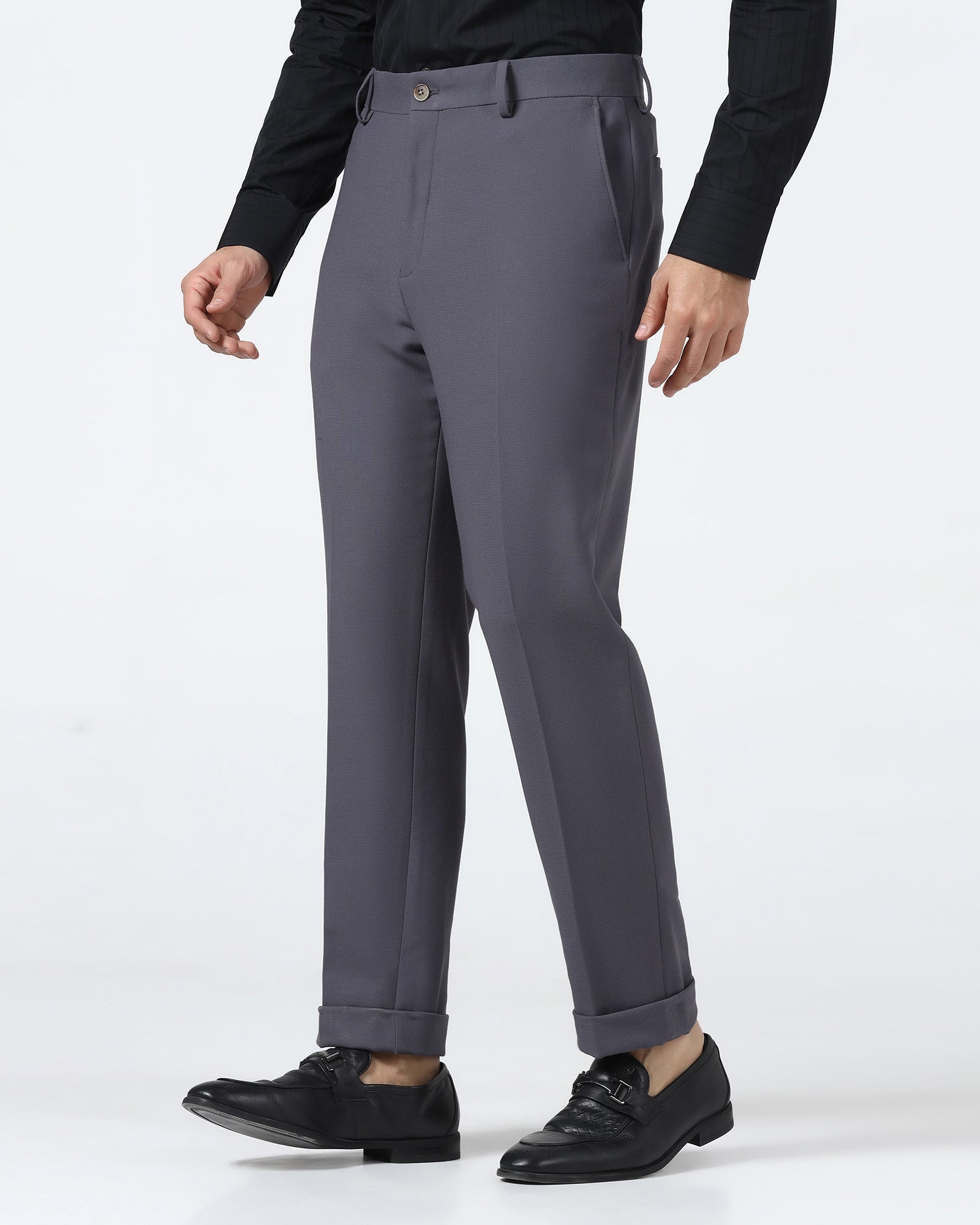 Grey Textured Trouser - Palmer