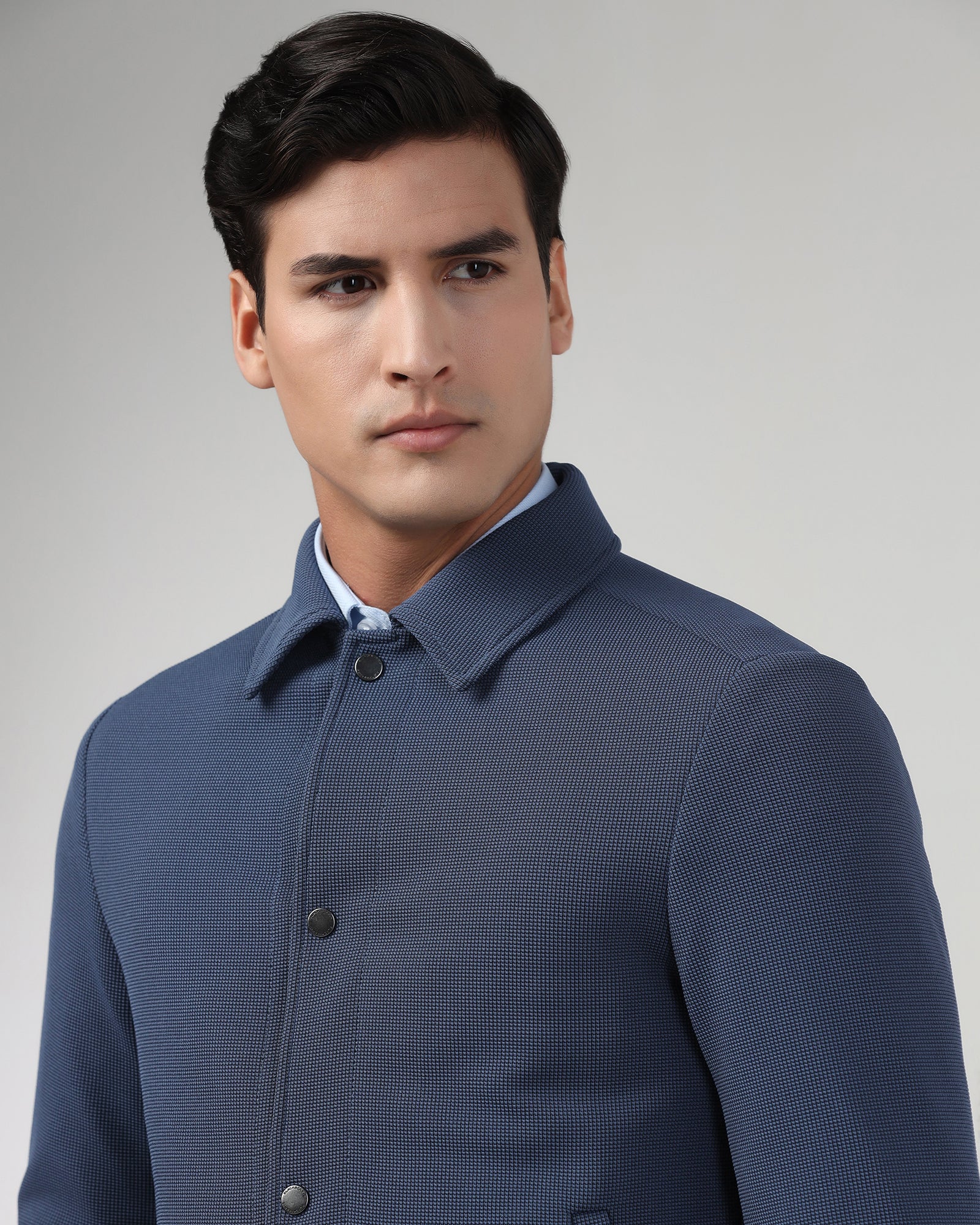 Grey Textured Zipper Jacket - Joan