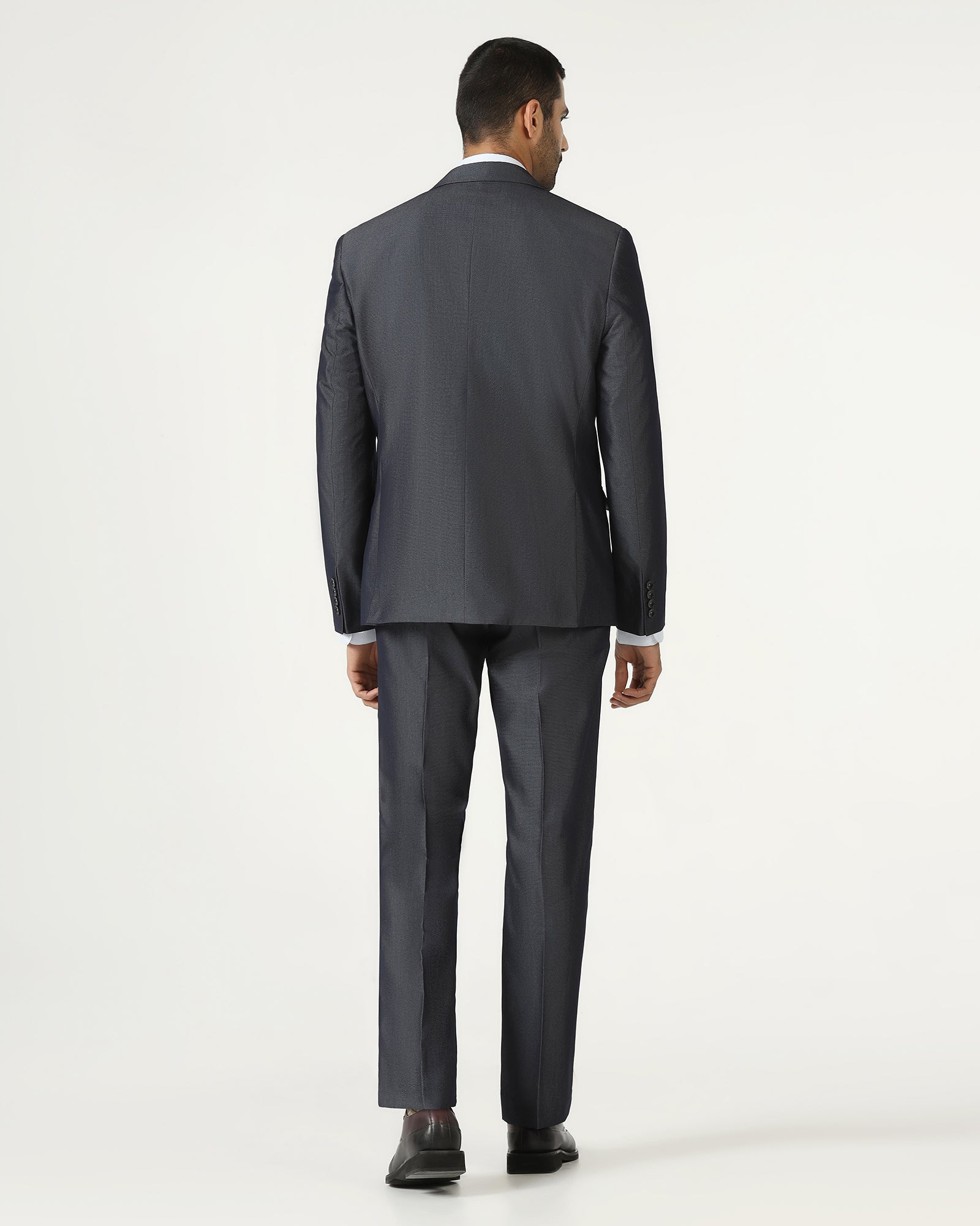 Grey Three Piece Textured Suit - Jiver