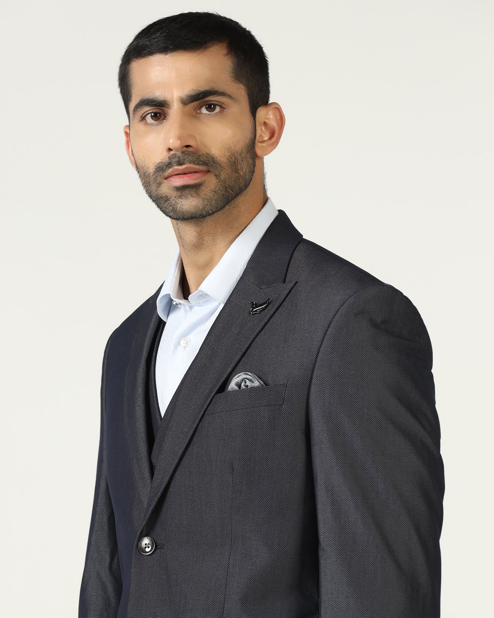 Grey Three Piece Textured Suit - Jiver