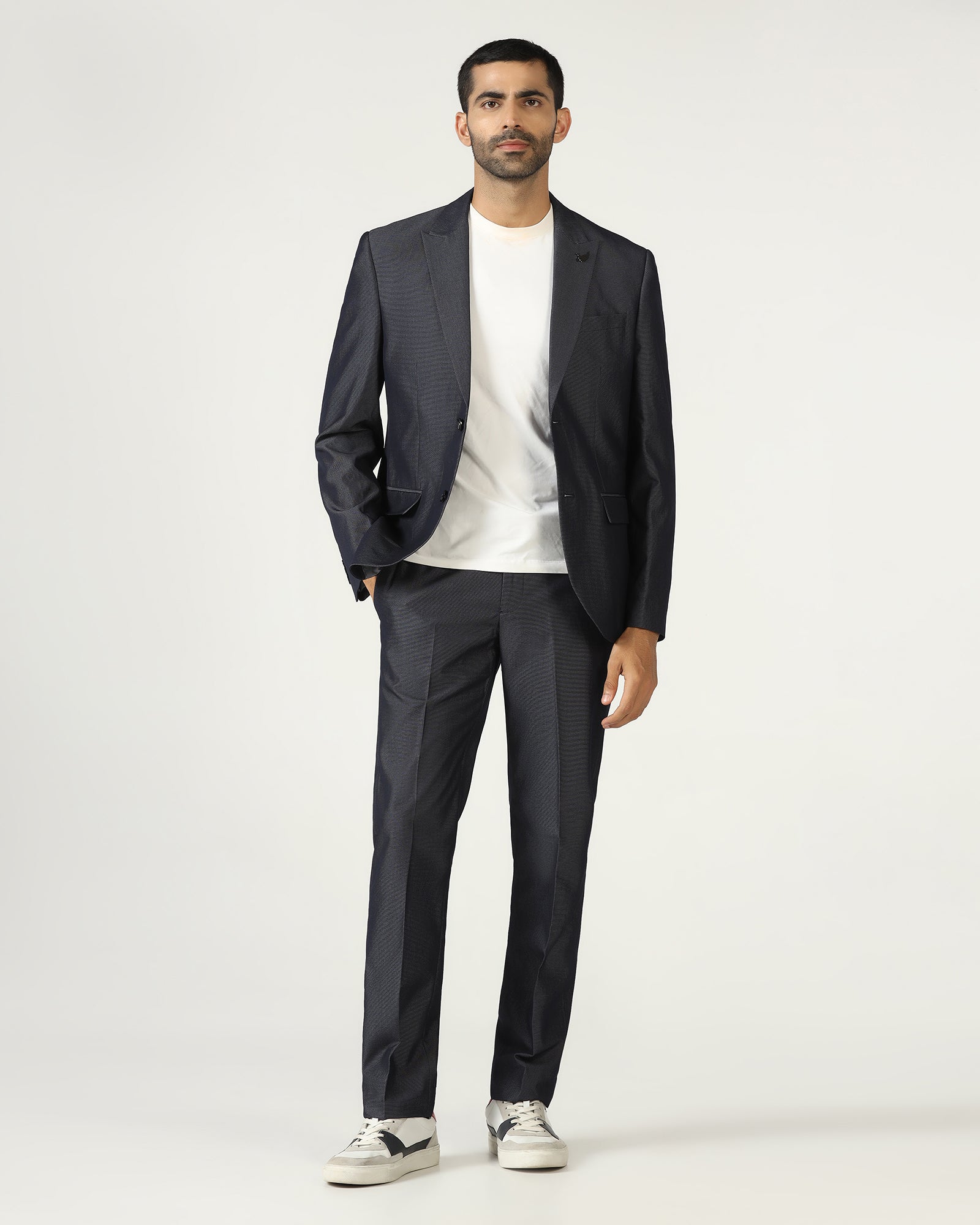 Grey Three Piece Textured Suit - Jiver