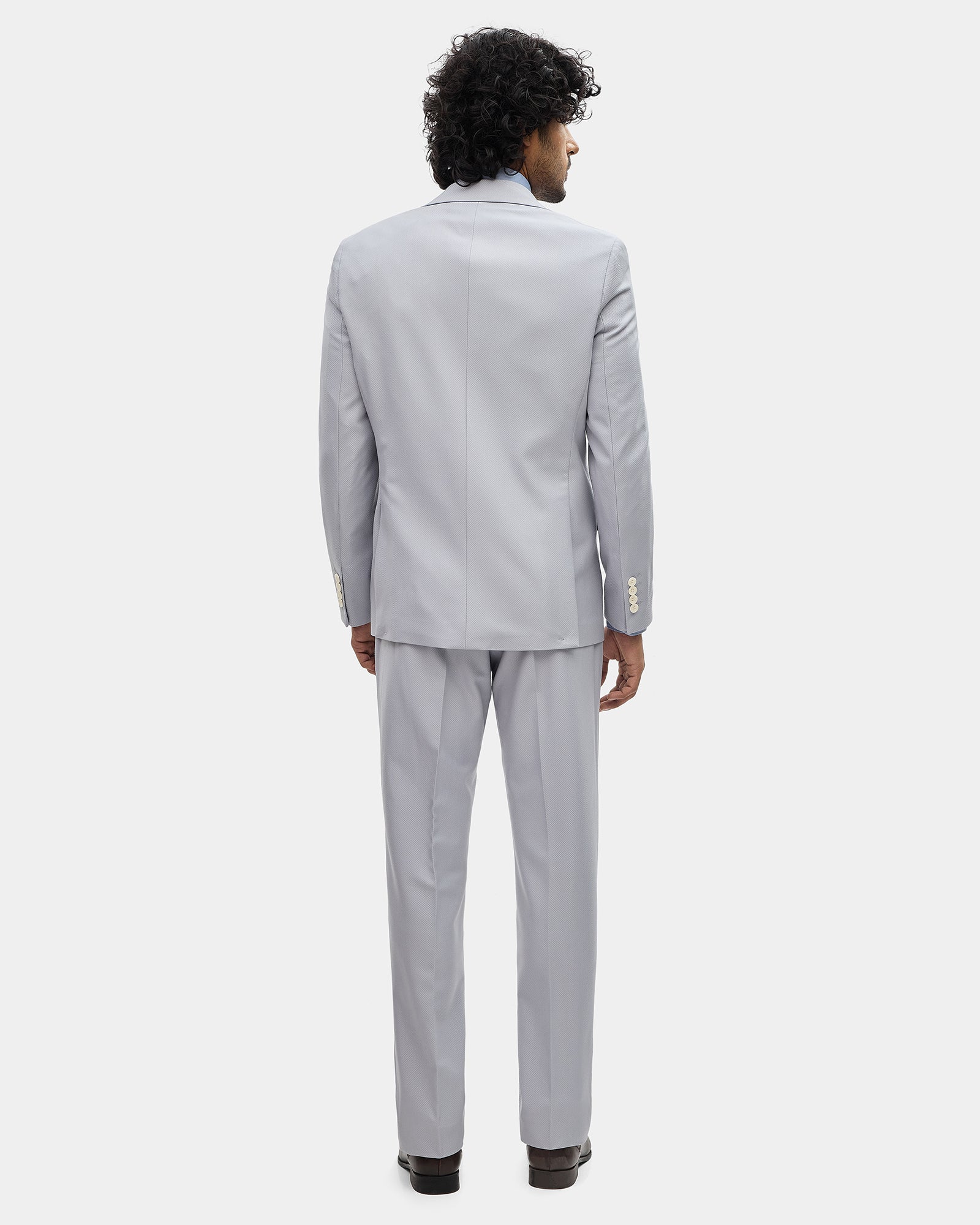 Grey Three Piece Textured Suit - Tristan