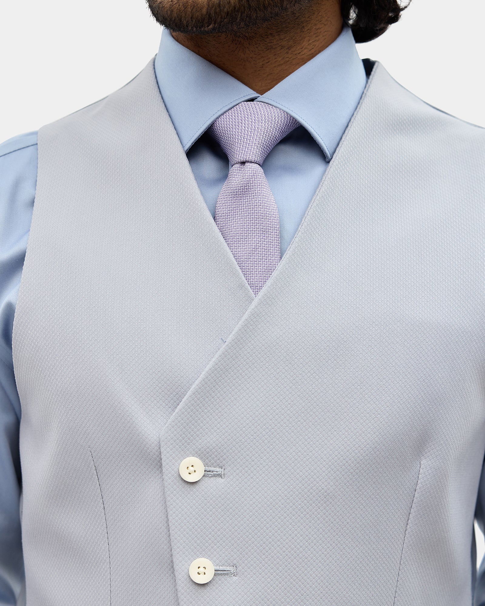 Grey Three Piece Textured Suit - Tristan