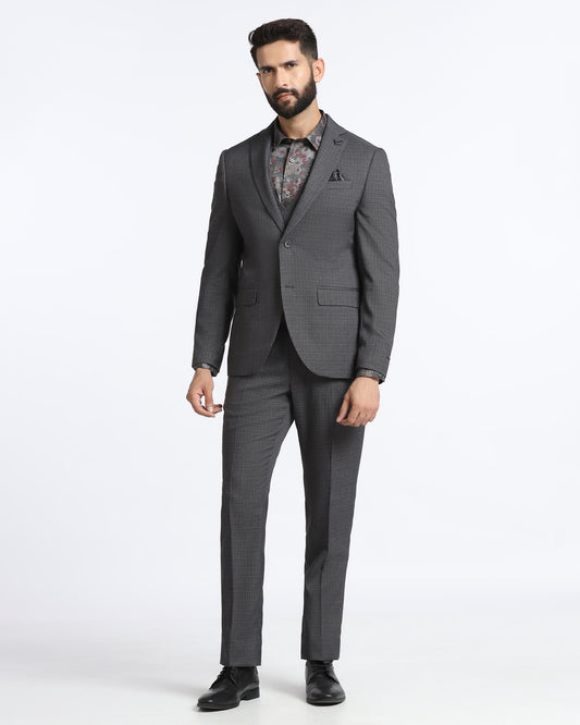 Grey Three Piece Textured Suit - Zyme