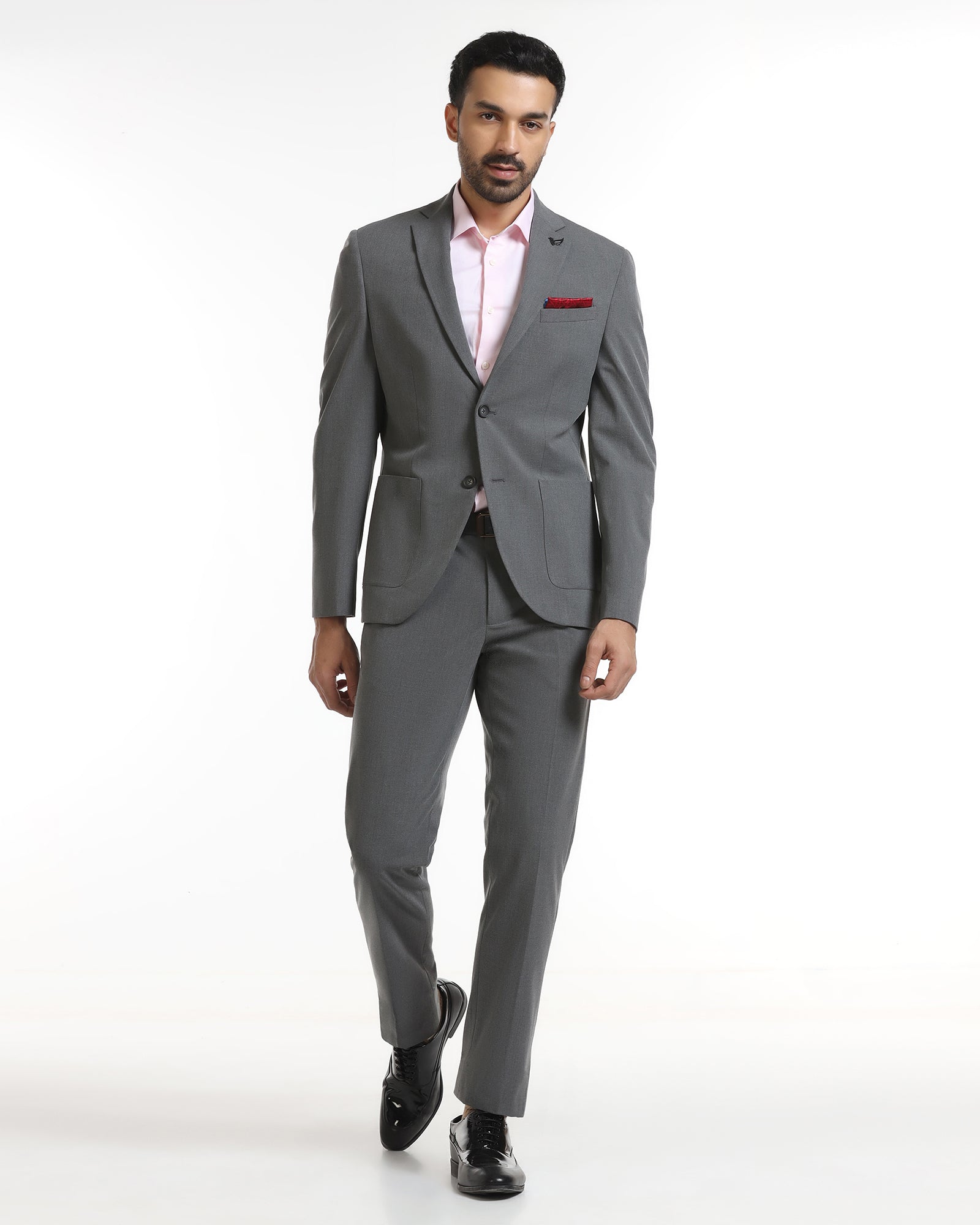 Grey Two Piece Solid Suit - Tenor