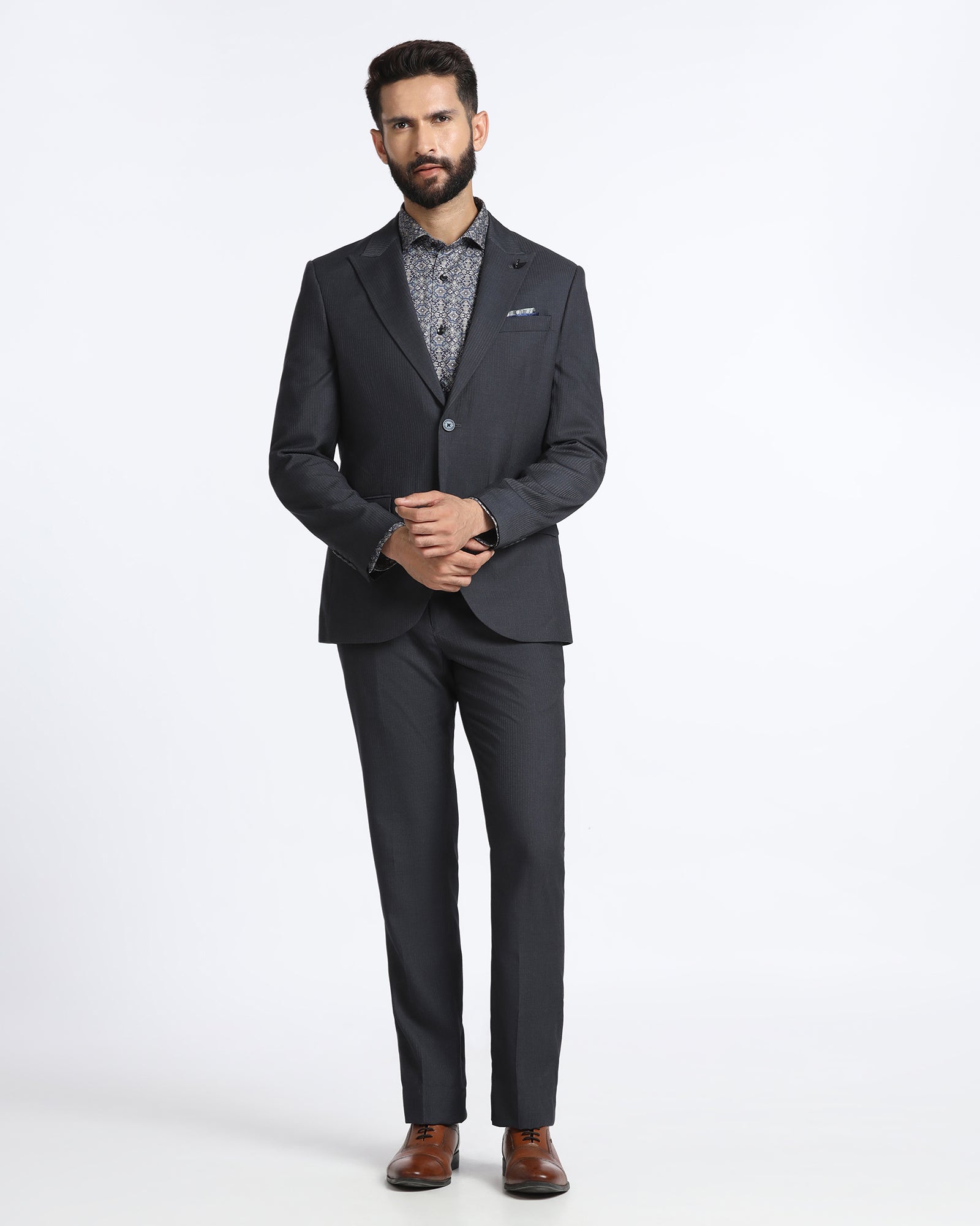 Grey Two Piece Stripe Suit - Jime