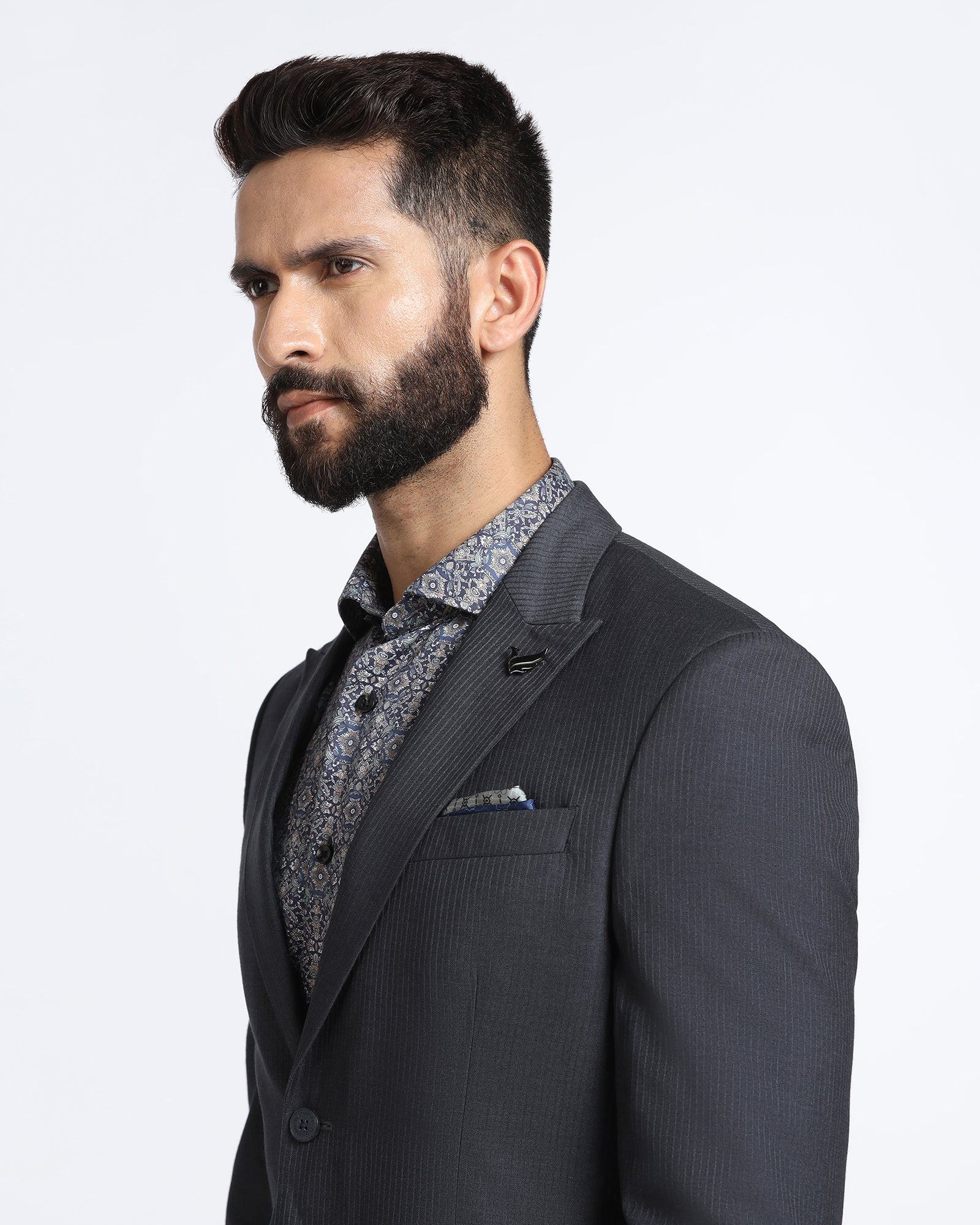 Grey Two Piece Stripe Suit - Jime