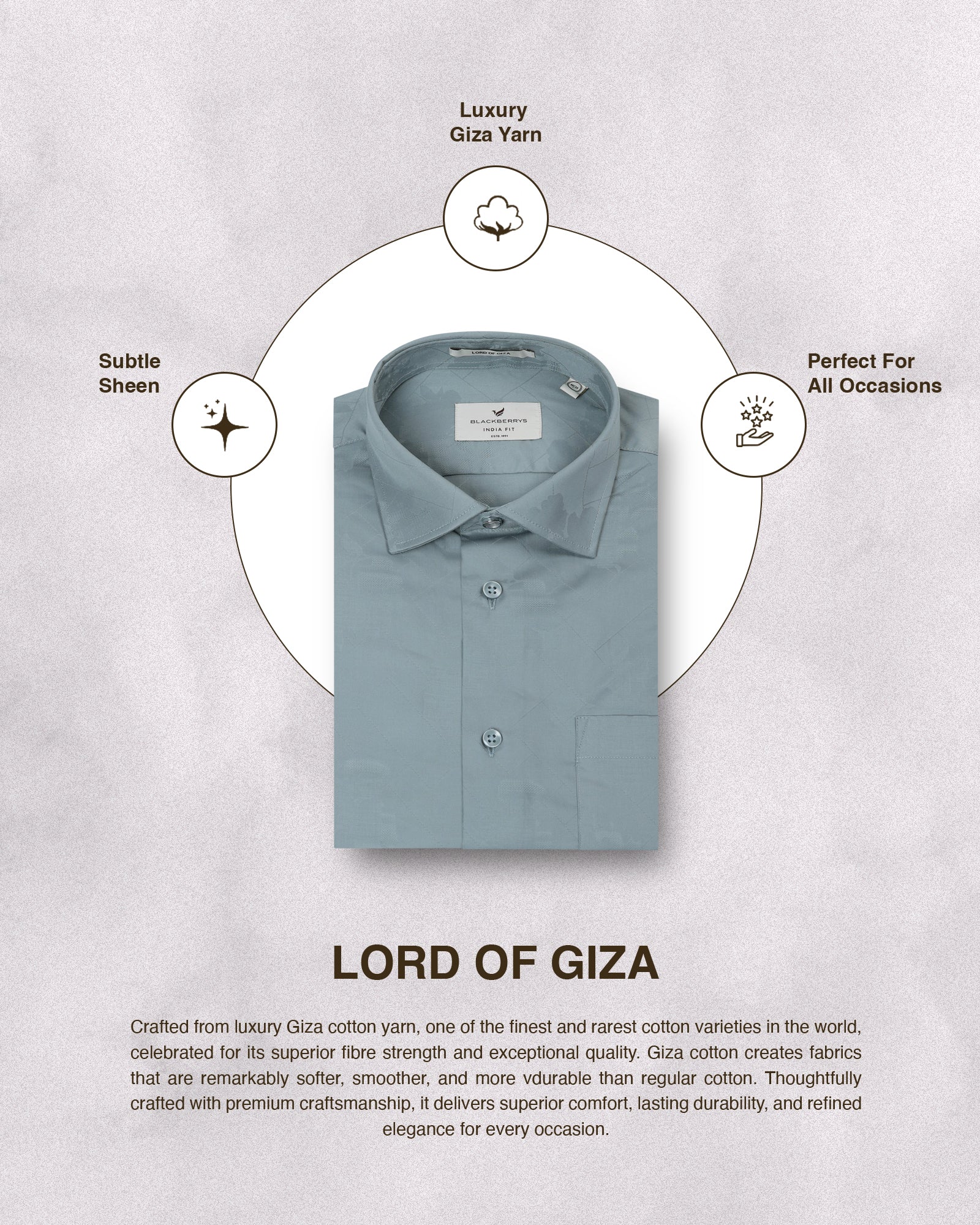 Greyish Blue Jacquard Shirt - Ramen
